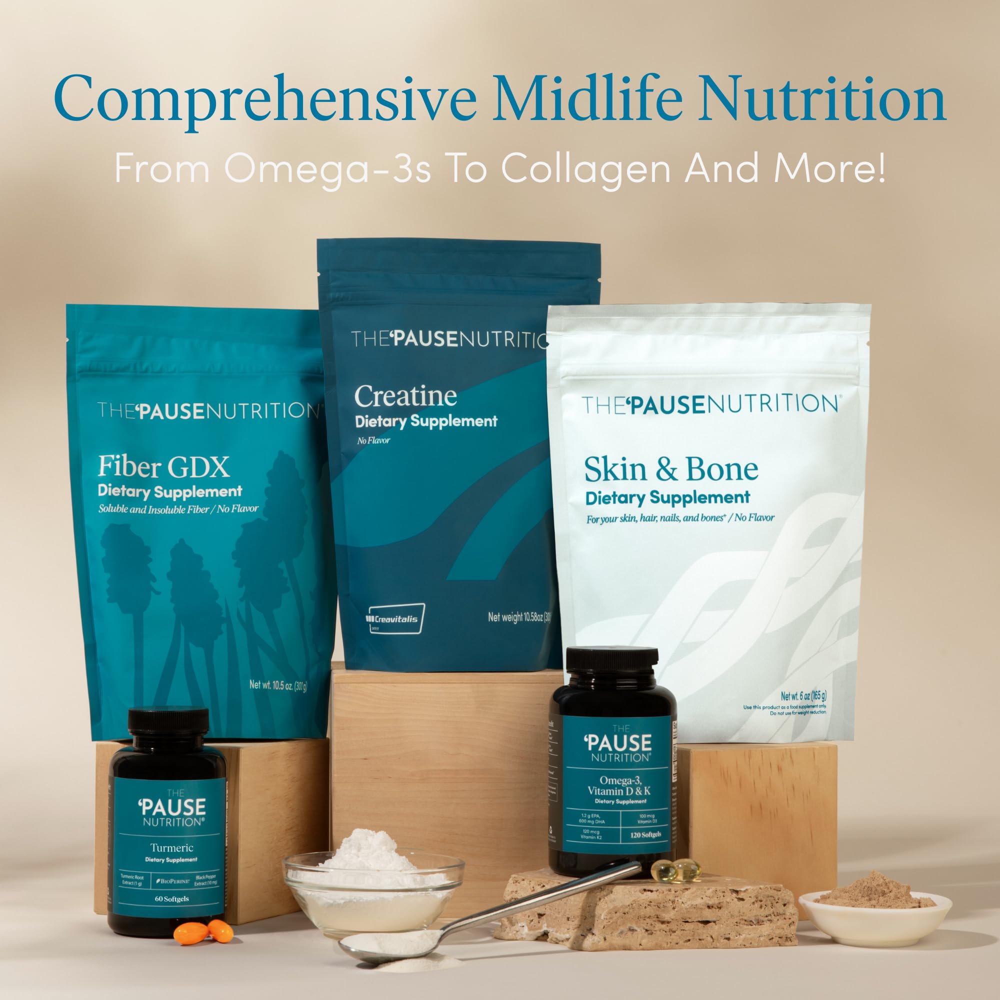 The 'Pause Life Skin & Bone, Verisol & Fortibone Collagen Peptides, Powder Formula with Hyaluronic Acid and Vitamin C, Gluten Free Supplement, Skin, Nails & Hair Support, Unflavored, Easy to Mix 12 OZ - Maple Wellness Supplements
