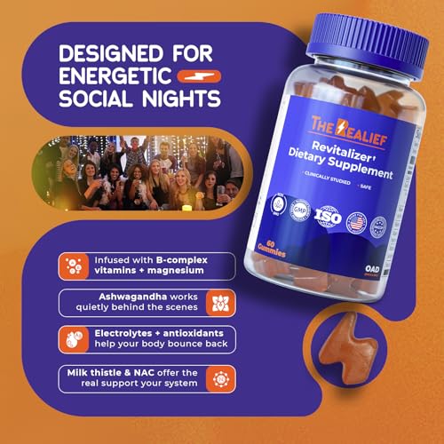 The Realief 60 Count Post Party Gummies – DHM, Milk Thistle & Electrolytes – Wellness Support – Strawberry Flavor – Wake Up Refreshed - TrustMedUSA
