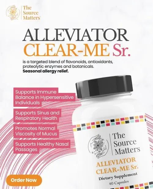 The Source Matters Alleviator Clear-ME SR Seasonal Allergy Relief and Immune Support | Quercetin, Bromelain, Stinging Nettles, NAC, and Vitamin C (40 Capsules) - TrustMedUSA