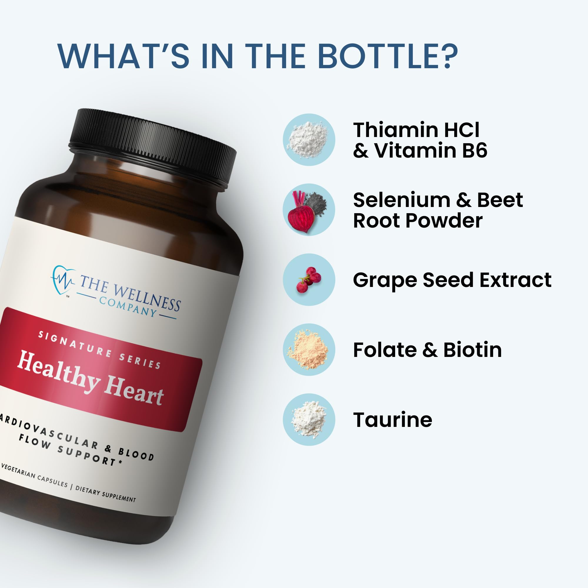 The Wellness Company Healthy Heart - Cardiovascular Strength, Blood Flow, Nitric Oxide Production & Healthy Cholesterol Levels | 120ct (2 Month Supply) - TrustMedUSA