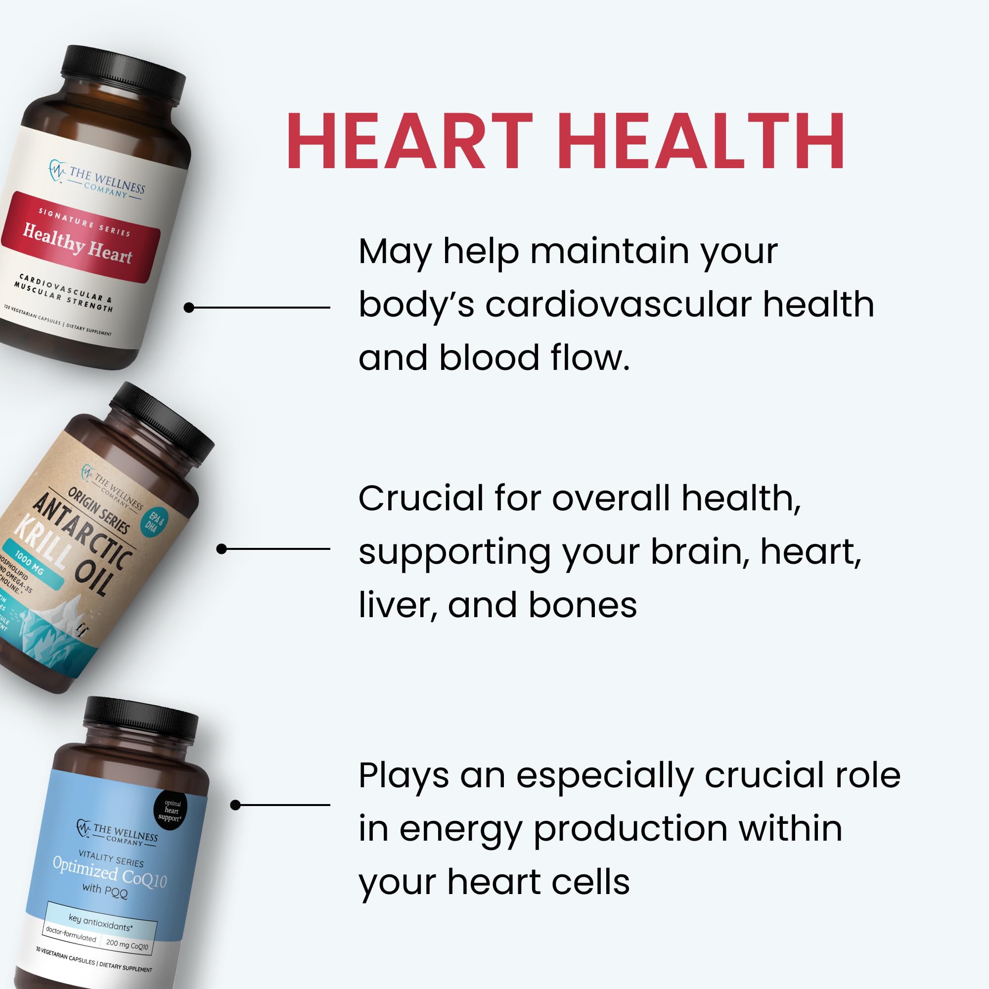 The Wellness Company Healthy Heart - Cardiovascular Strength, Blood Flow, Nitric Oxide Production & Healthy Cholesterol Levels | 120ct (2 Month Supply) - TrustMedUSA