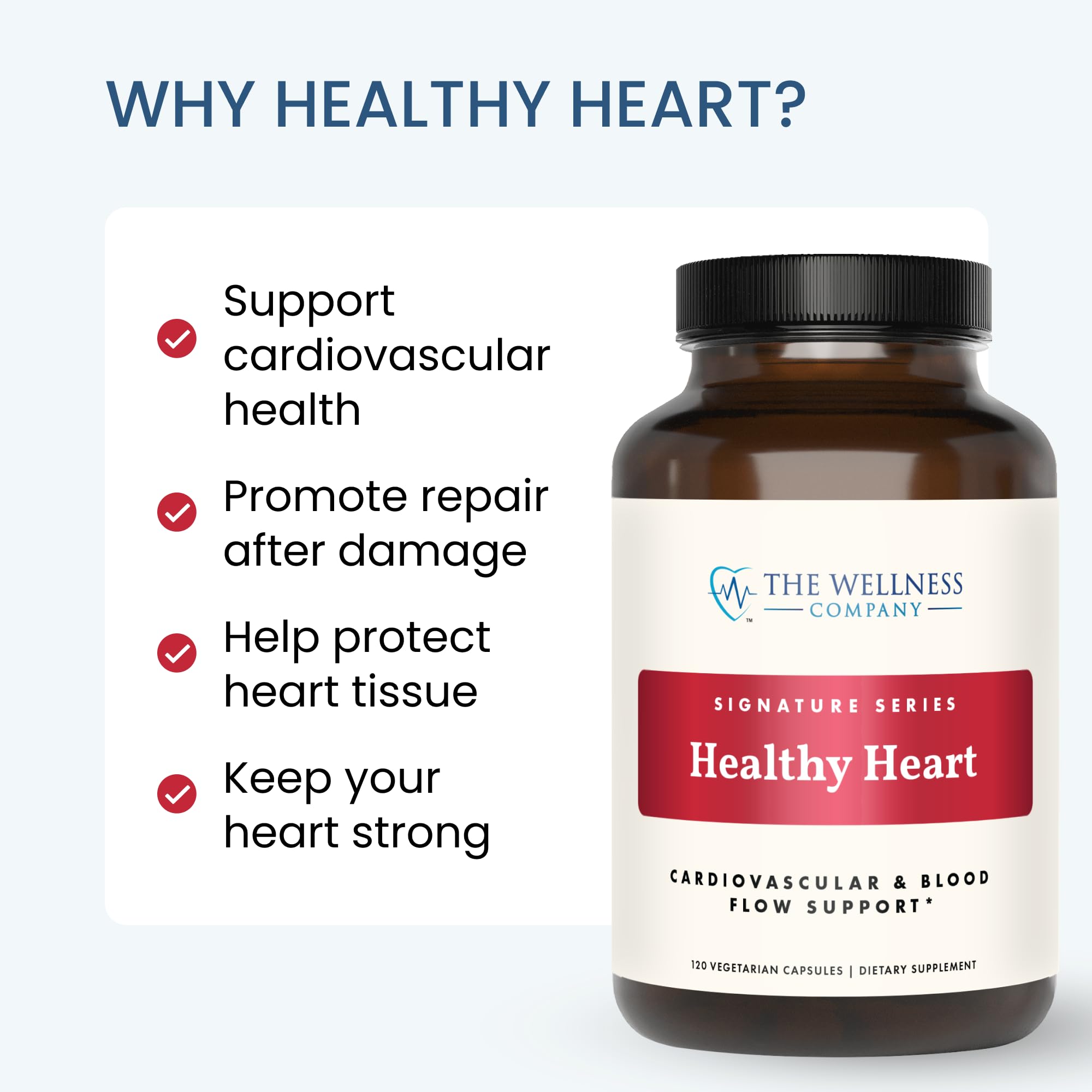 The Wellness Company Healthy Heart - Cardiovascular Strength, Blood Flow, Nitric Oxide Production & Healthy Cholesterol Levels | 120ct (2 Month Supply) - TrustMedUSA