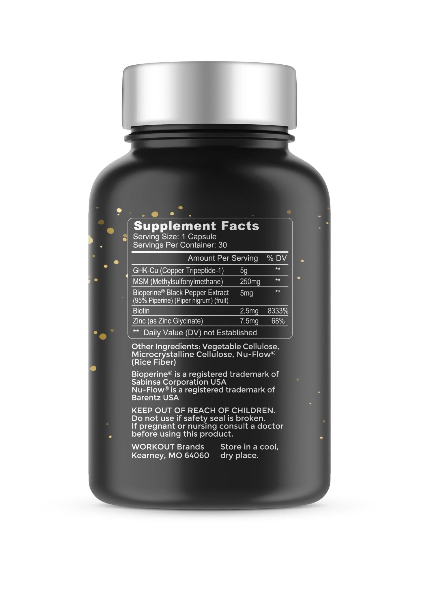TheaWell GHK-Cu Copper Tripeptide-1, 5mg with MSM, Biotin, Zinc, Bioperine Black Pepper Extract, Dermal Regeneration, Hair Skin and Nails Support, 30 Vegan Capsules, Made in USA - TrustMedUSA