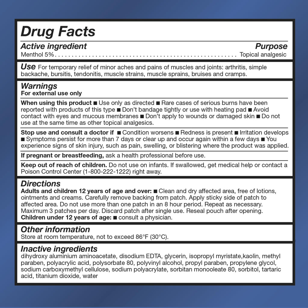 TheraCare Cold Hot Medicated Patch | 5% Menthol | Neck, Shoulder, Small Areas | 4.6” x 3.1” | 5-Count - TrustMedUSA