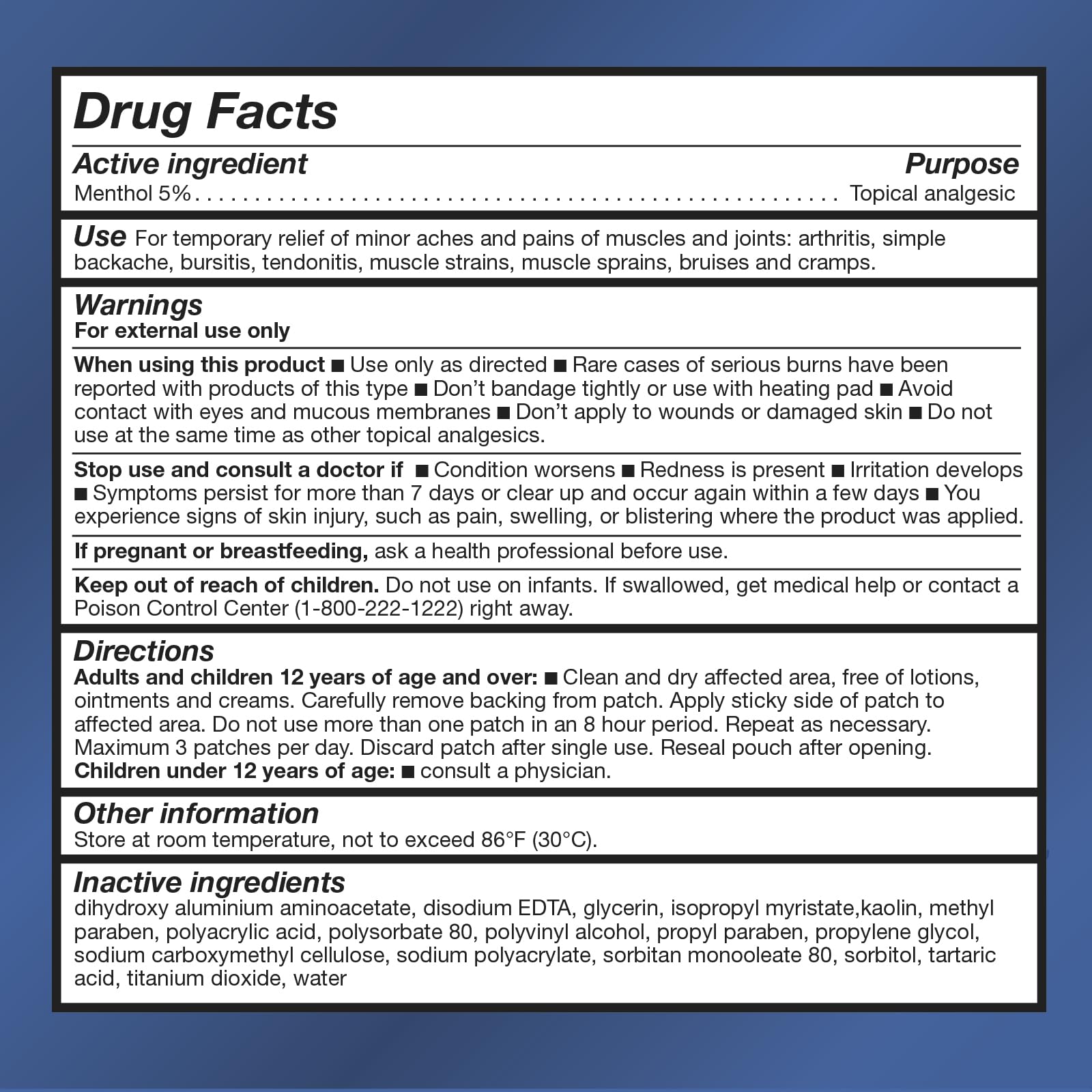 TheraCare Cold Hot Medicated Patch | 5% Menthol | Neck, Shoulder, Small Areas | 4.6” x 3.1” | 5-Count - TrustMedUSA