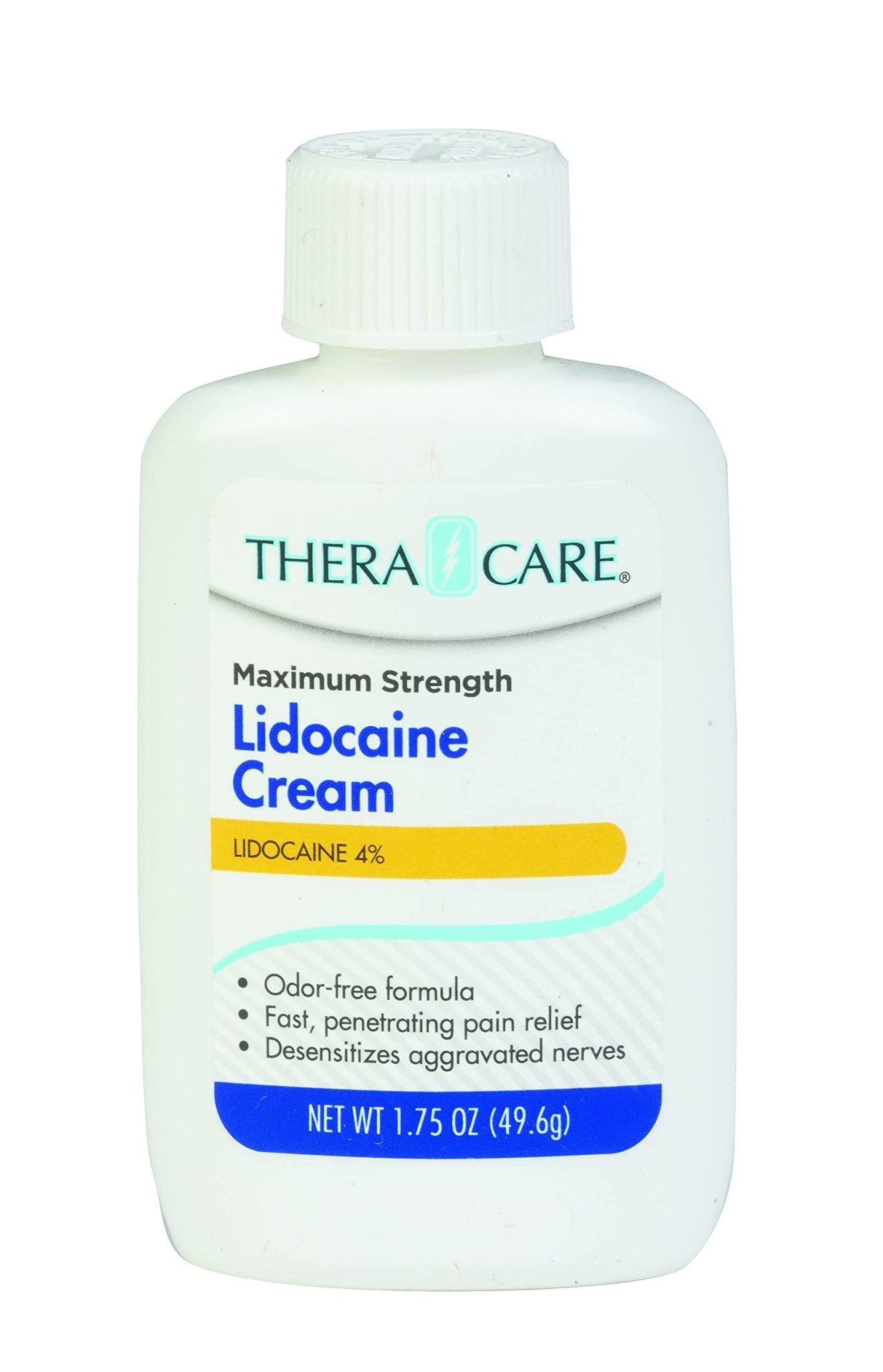 TheraCare Maximum Strength OTC Lidocaine Cream | Numbs Away Pain | Long-Lasting Relief | Non-Greasy | 1.75 Oz - Maple Wellness Supplements