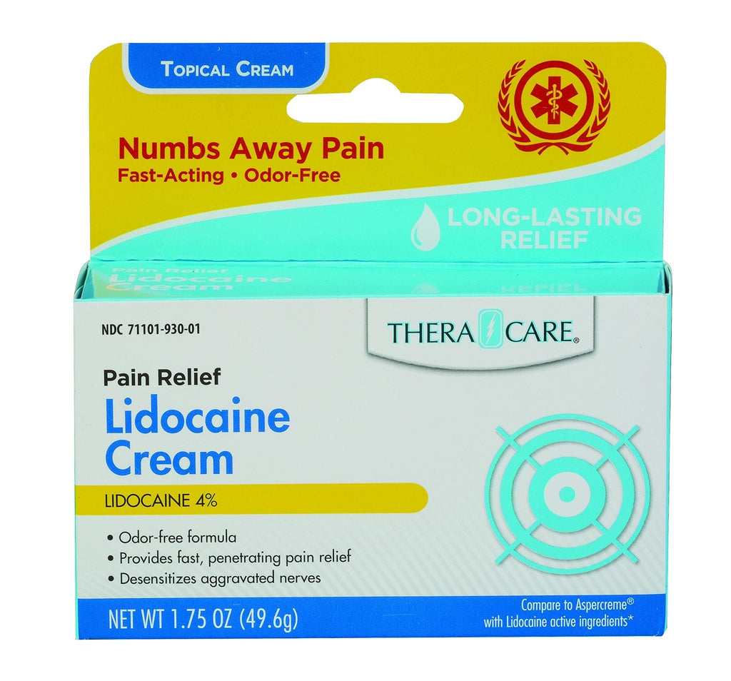TheraCare Maximum Strength OTC Lidocaine Cream | Numbs Away Pain | Long-Lasting Relief | Non-Greasy | 1.75 Oz - Maple Wellness Supplements