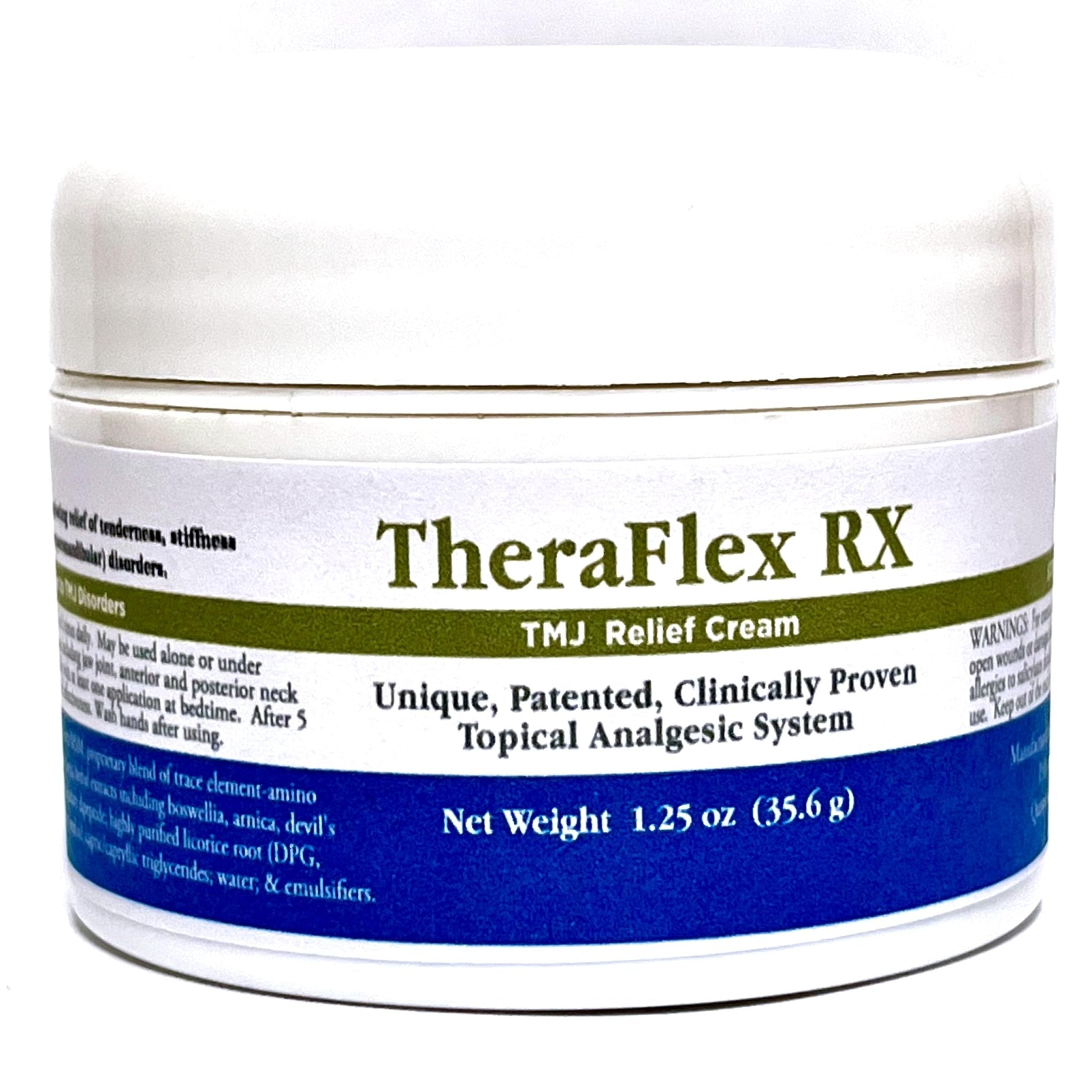 Theraflex RX® TMJ Cream (Doctor Formulated). This is a Patented Topical Cream which Provides Masseter Muscle and temporomandibular Joint Relief (TMJ) - TrustMedUSA