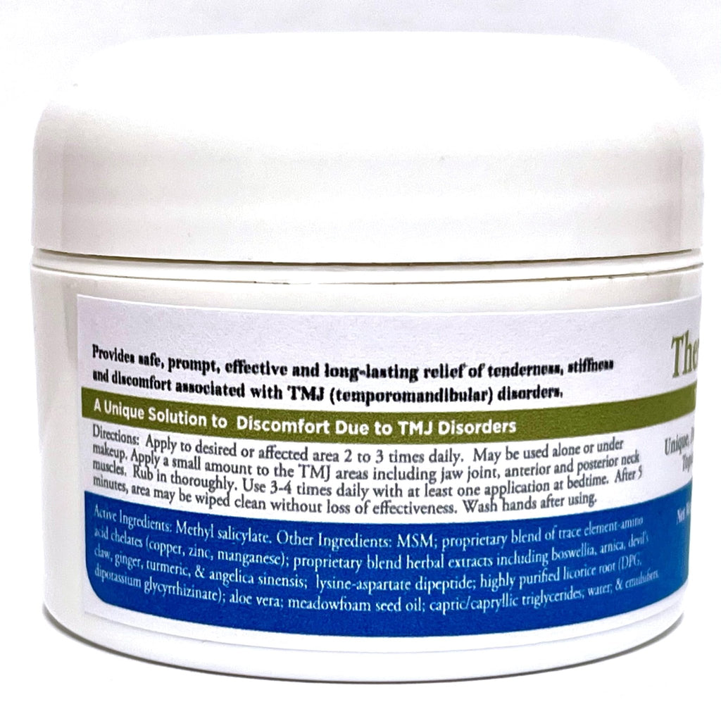 Theraflex RX® TMJ Cream (Doctor Formulated). This is a Patented Topical Cream which Provides Masseter Muscle and temporomandibular Joint Relief (TMJ) - TrustMedUSA