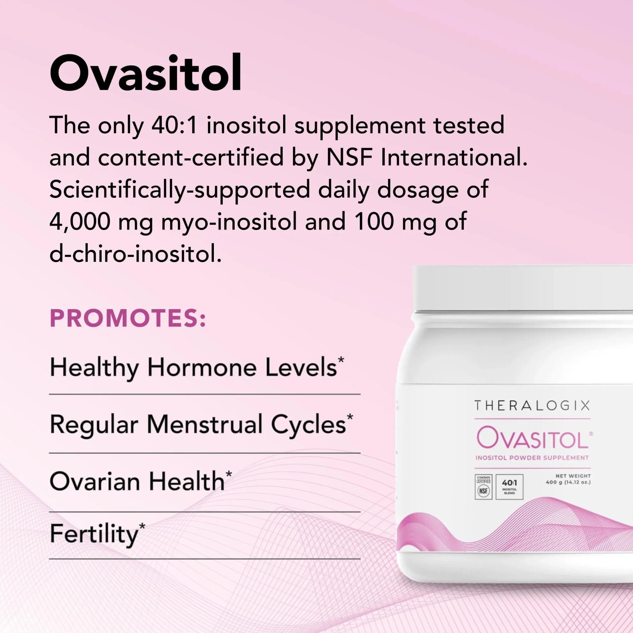 Theralogix Ovasitol Inositol Powder - 60 Servings - Myo-Inositol & D-Chiro Inositol - TrustMedUSA