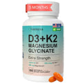 THEREXA Vitamin D3 K2 Magnesium Supplement - Extra Strength with 10000 IU Vitamin D3, Magnesium Glycinate and 200 mcg K2 MK-7 Vitamin Supplements Complex, for Women & Men - 300 Softgels - TrustMedUSA