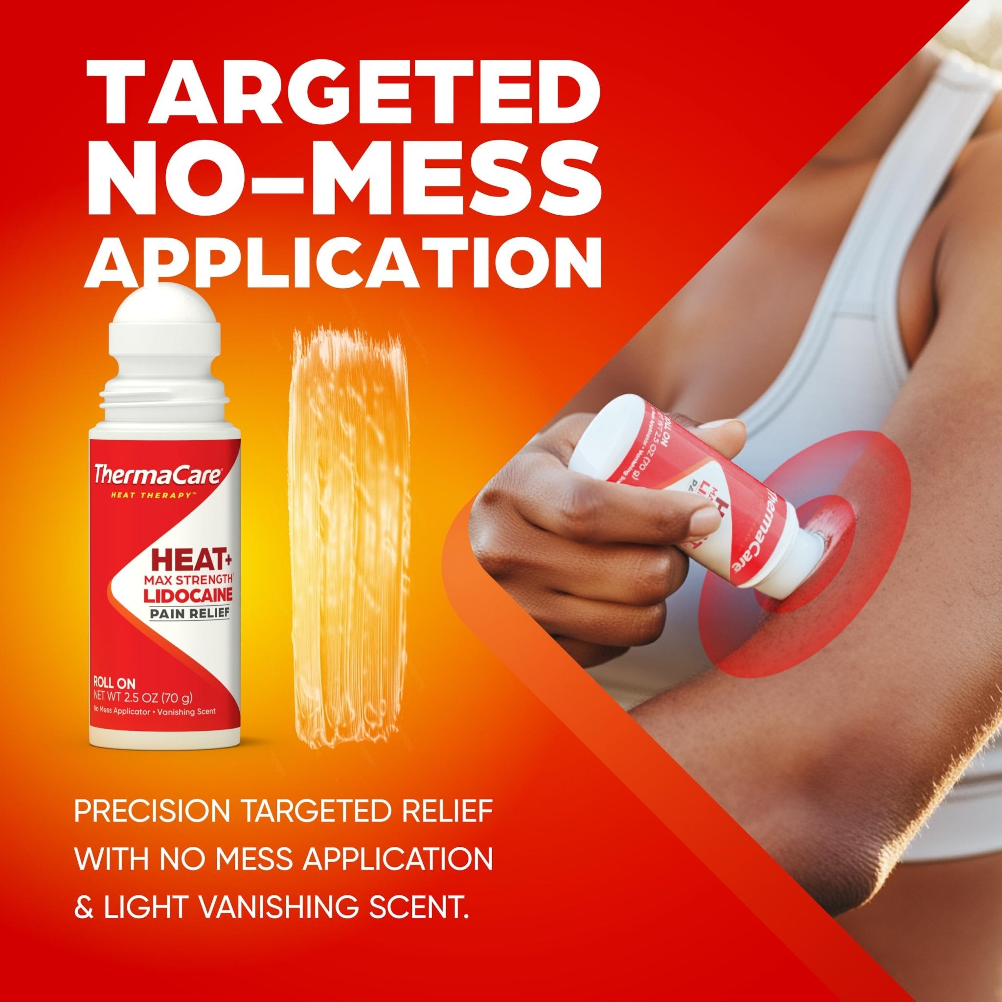 ThermaCare Heat + Max Strength 4% Lidocaine Roll-On - Dual Action Pain Relief with Patented Heatwave Technology - Targeted No-Mess Relief for Back, Neck, Muscles, & Joints - TrustMedUSA