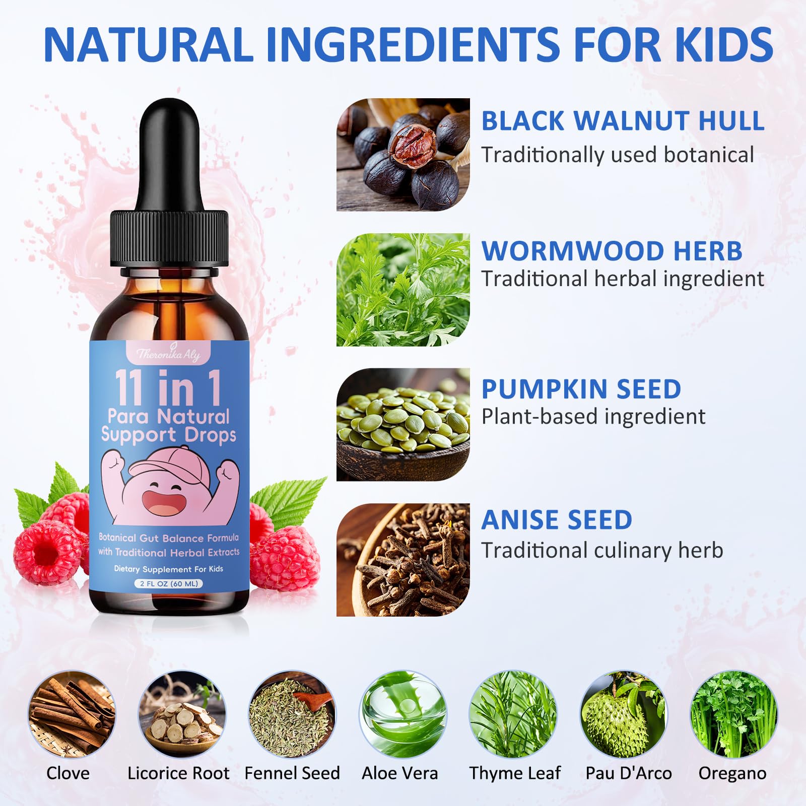 Theronika Aly Parasite Cleanse for Humans & Kids – Advanced Herbal Blend with Black Walnut, Wormwood, Clove, Digestive & Gut Balance Support, Alcohol-Free Liquid Drops, 30 Servings - TrustMedUSA