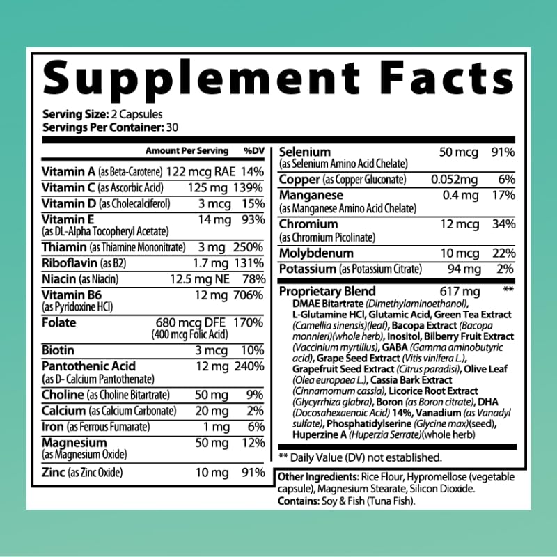 THINKWELL LABS Brain Supplements for Memory and Focus for Women and Men, Focus Supplement, Memory Supplement for Brain, Nootropic with Boron, Huperzine A, Phosphatidylserine (40-in-1, 60 Capsules) - TrustMedUSA