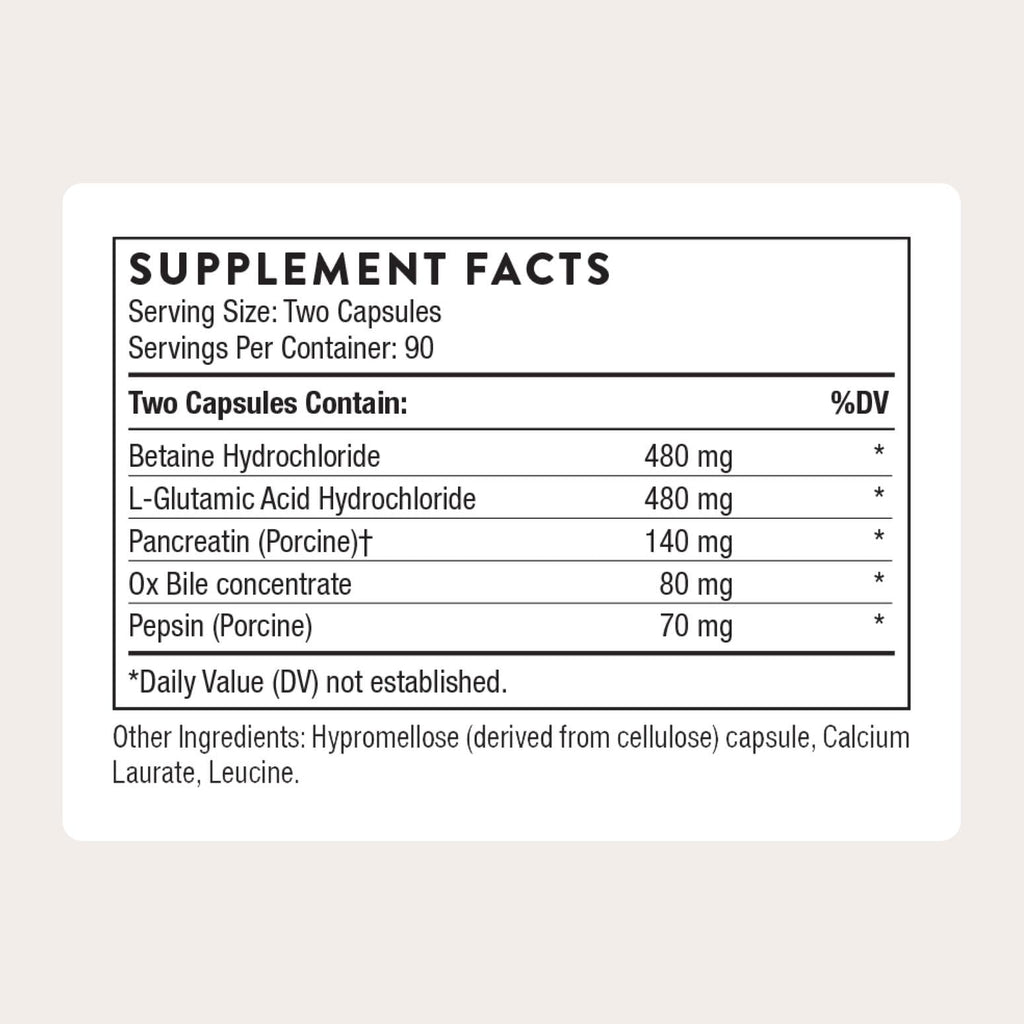 THORNE - Advanced Digestive Enzymes - Supplement with Pepsin, Ox Bile & Pancreatin for Indigestion & Constipation Relief - Minimizes Occasional Gas & Bloating* - Third-Party Certified - 180 Capsules - Maple Wellness Supplements