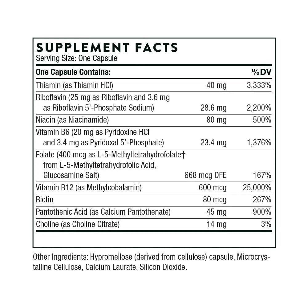 THORNE B-Complex 12 - Vitamin B Complex with Active B12 and Folate - 60 Capsules - TrustMedUSA