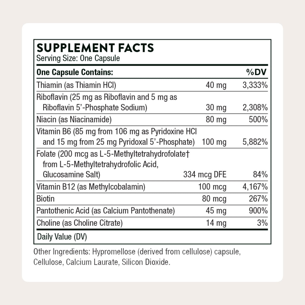 THORNE - B-Complex 6 - Vitamin B Complex with Active Forms of Essential B Vitamins & Extra B6-60 Servings - Maple Wellness Supplements