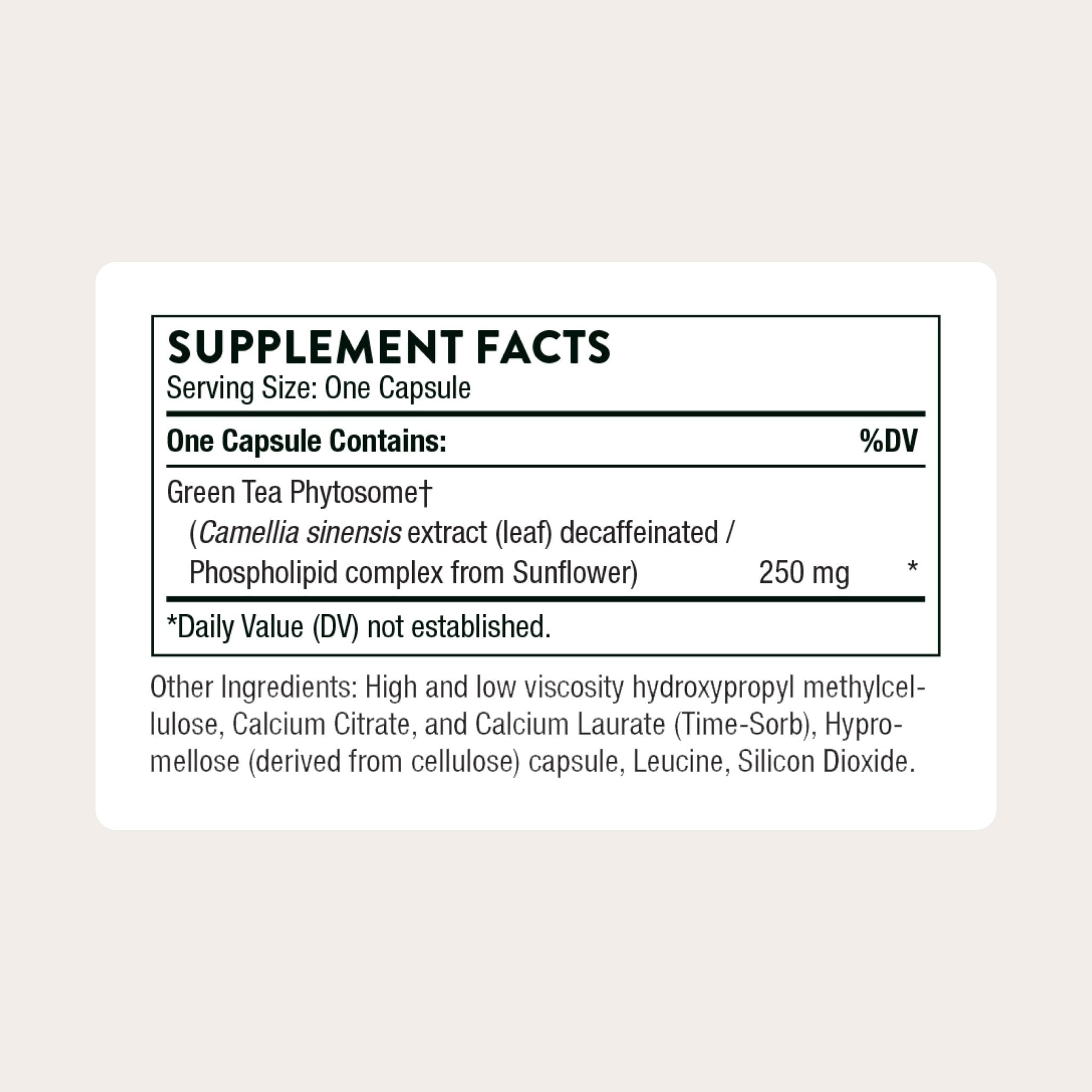 THORNE - Green Tea Phytosome - Provides Antioxidant Support, Liver Protection & Thermogenesis and Metabolic Benefits* - Caffeine-Free - Third-Party Certified - Gluten, Dairy & Soy-Free - 60 Capsules - Maple Wellness Supplements