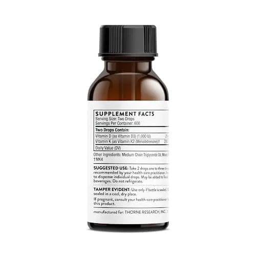 THORNE Vitamin D + K2 Liquid with a metered Dispenser - Vitamins D3 and K2 to Support - TrustMedUSA