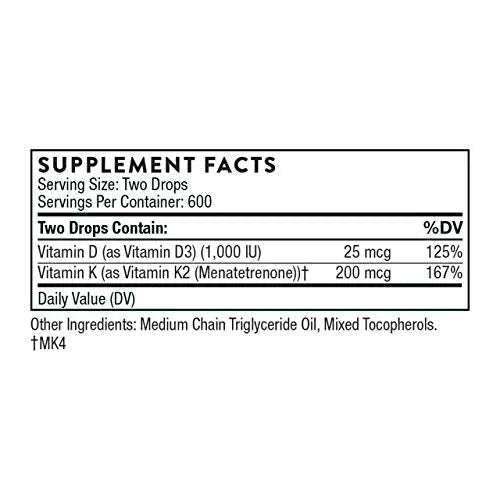 THORNE Vitamin D + K2 Liquid with a metered Dispenser - Vitamins D3 and K2 to Support - TrustMedUSA