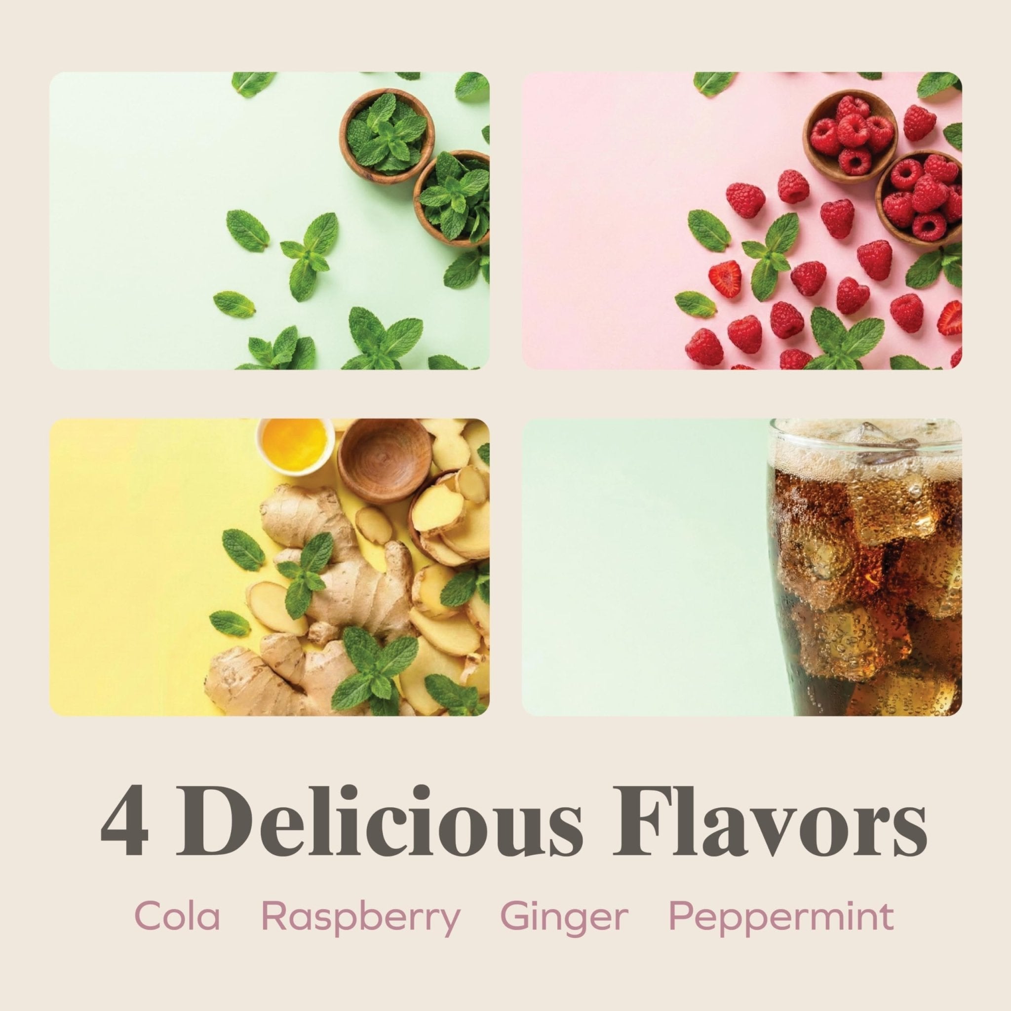 Three Lollies Queasy Drops Natural Motion Sickness Relief - Non-Drowsy Lozenges for Nausea, Upset Stomach, Car & Sea Sickness, Gluten-Free, 4 Assorted Flavors (Ginger, Cola, Peppermint, & Raspberry), 12 Count - Maple Wellness Supplements