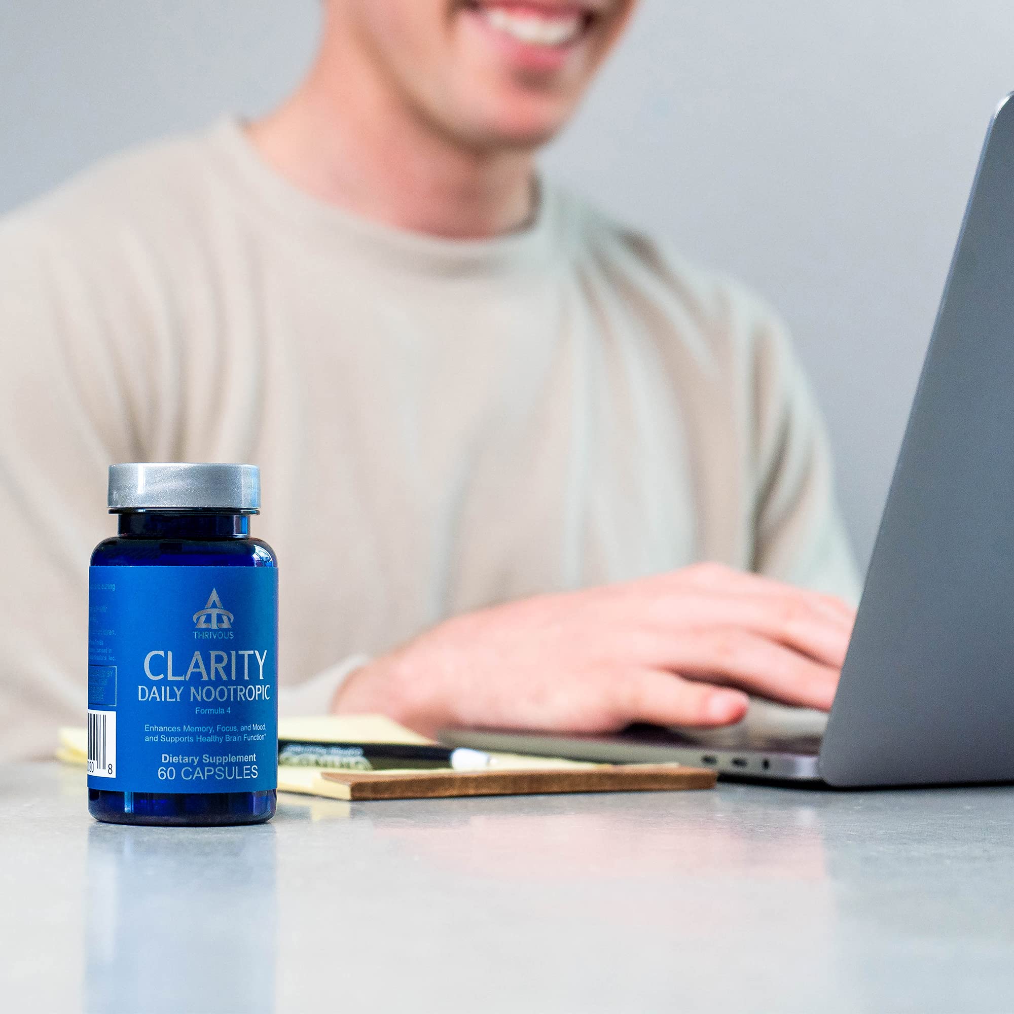 Thrivous Clarity Daily Nootropic – Cognitive Support & Mood Formula with Bacopa (Synapsa®), L-Theanine, Rhodiola Rosea, Vitamin B Complex - TrustMedUSA