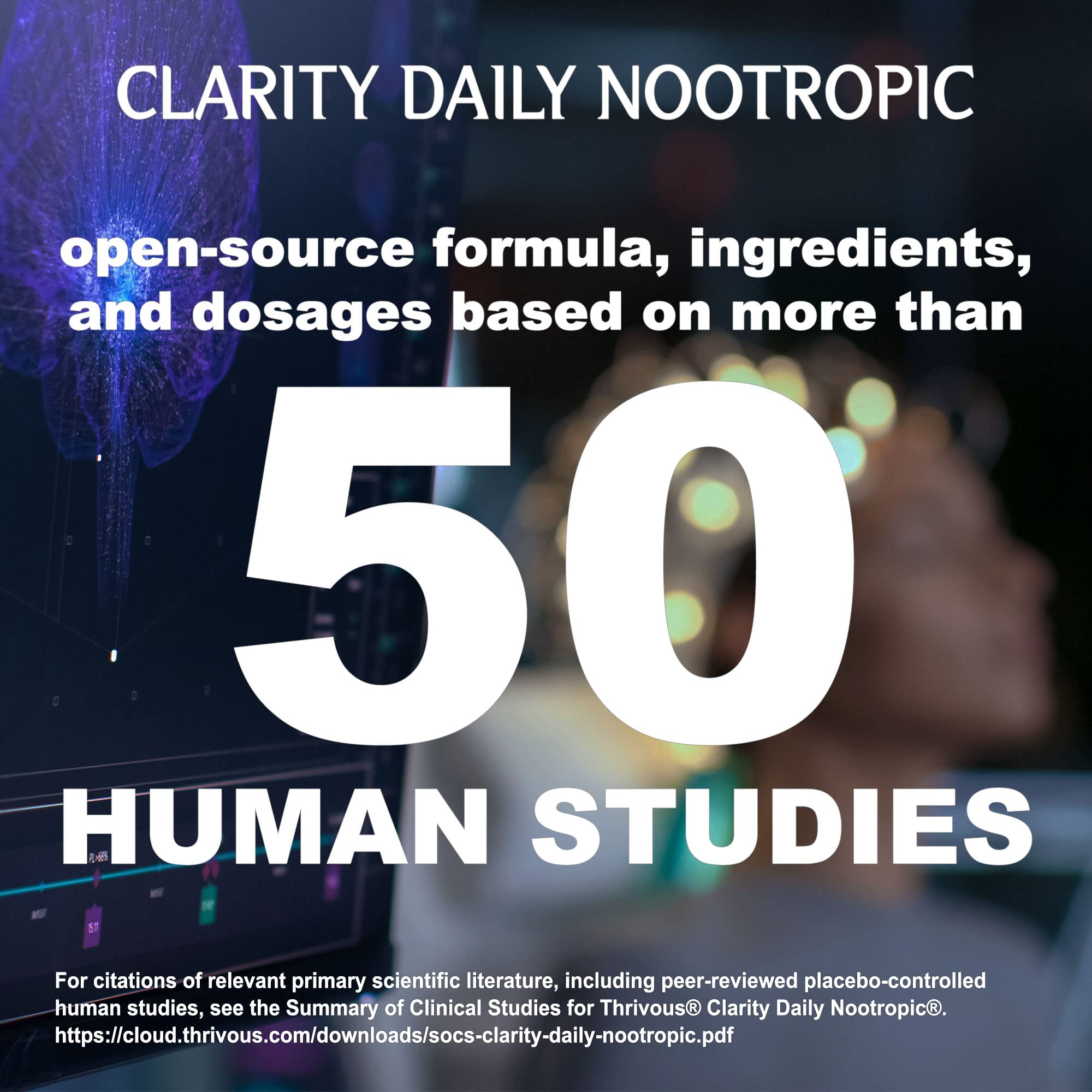 Thrivous Clarity Daily Nootropic – Cognitive Support & Mood Formula with Bacopa (Synapsa®), L-Theanine, Rhodiola Rosea, Vitamin B Complex - TrustMedUSA