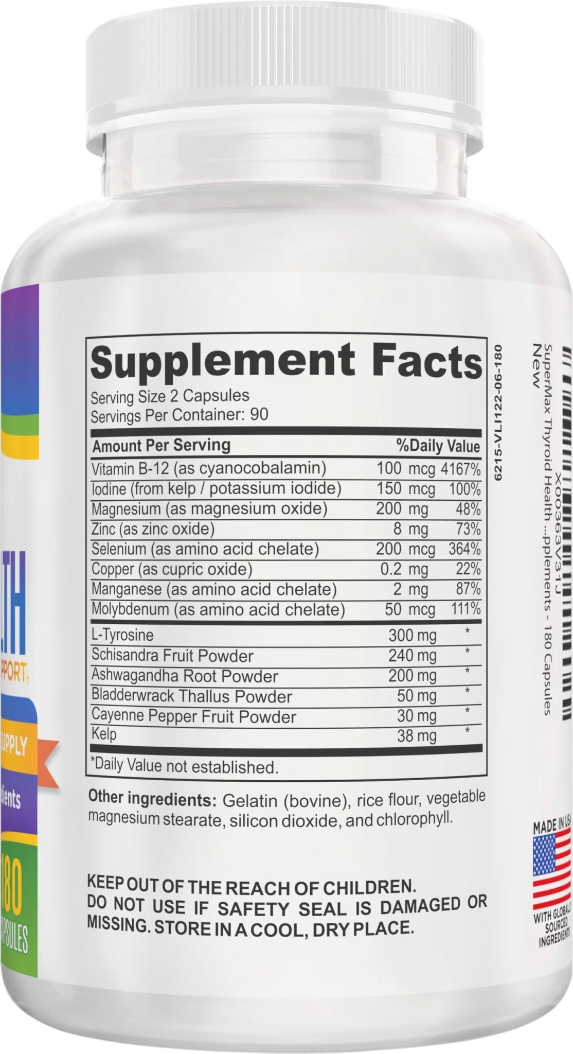 Thyroid Support (3-Month) Supplement All-in-1 with 14 Active Ingredients in 1 Formula | Thyroid Health Support Supplements | Women & Men | 90-Day Bulk Supply | 180 Capsules - TrustMedUSA