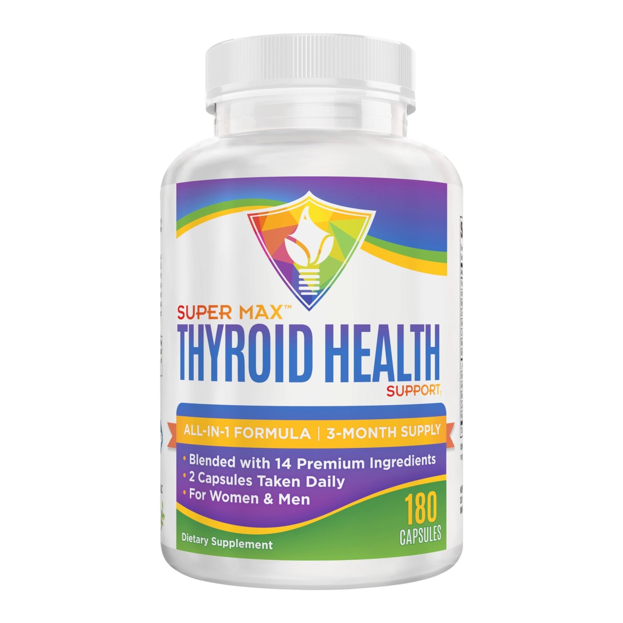 Thyroid Support (3-Month) Supplement All-in-1 with 14 Active Ingredients in 1 Formula | Thyroid Health Support Supplements | Women & Men | 90-Day Bulk Supply | 180 Capsules - TrustMedUSA