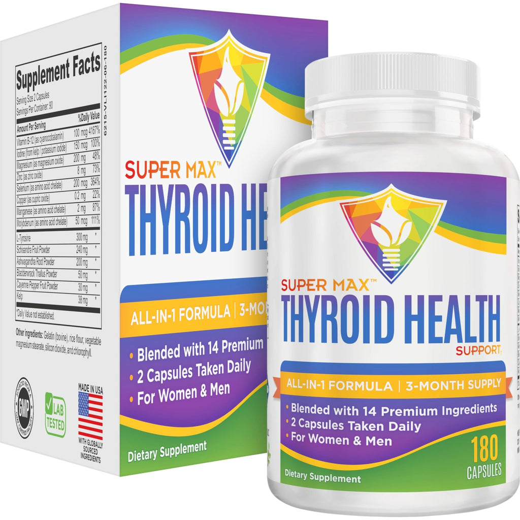 Thyroid Support (3-Month) Supplement All-in-1 with 14 Active Ingredients in 1 Formula | Thyroid Health Support Supplements | Women & Men | 90-Day Bulk Supply | 180 Capsules - TrustMedUSA