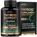 Thyroid Support for Women - Selenium 200 mcg | Astragalus | Zinc & Iodine | L-Tyrosine | Adaptogen Herbs - 21-in-1 Antioxidant & Immune Support - Made in USA - Vegan, Non-GMO, Lab Tested - 60 Capsules - TrustMedUSA