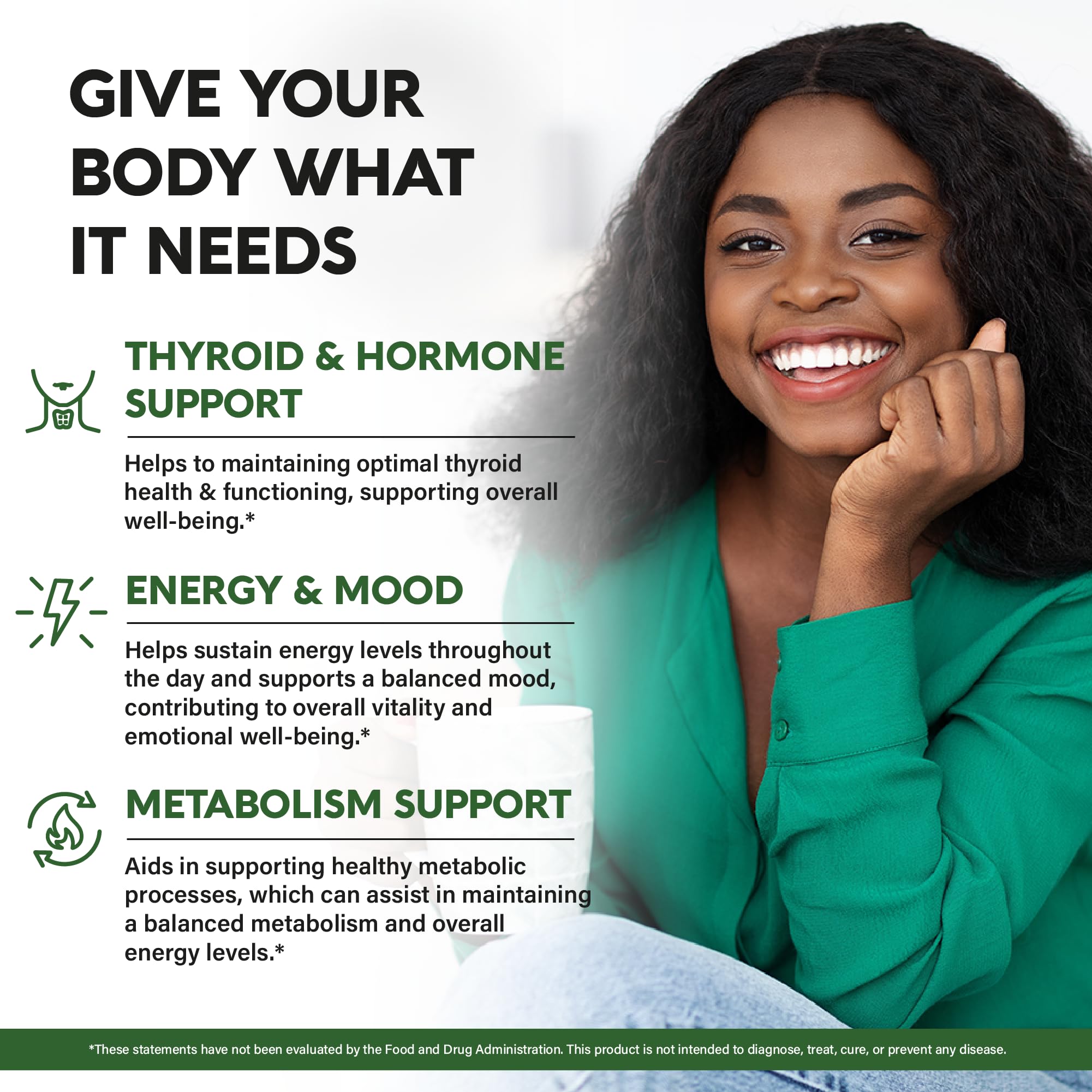 Thyroid Support for Women - Selenium 200 mcg | Astragalus | Zinc & Iodine | L-Tyrosine | Adaptogen Herbs - 21-in-1 Antioxidant & Immune Support - Made in USA - Vegan, Non-GMO, Lab Tested - 60 Capsules - TrustMedUSA