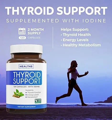 Thyroid Support with Iodine - 120 Capsules (Non-GMO) - TrustMedUSA