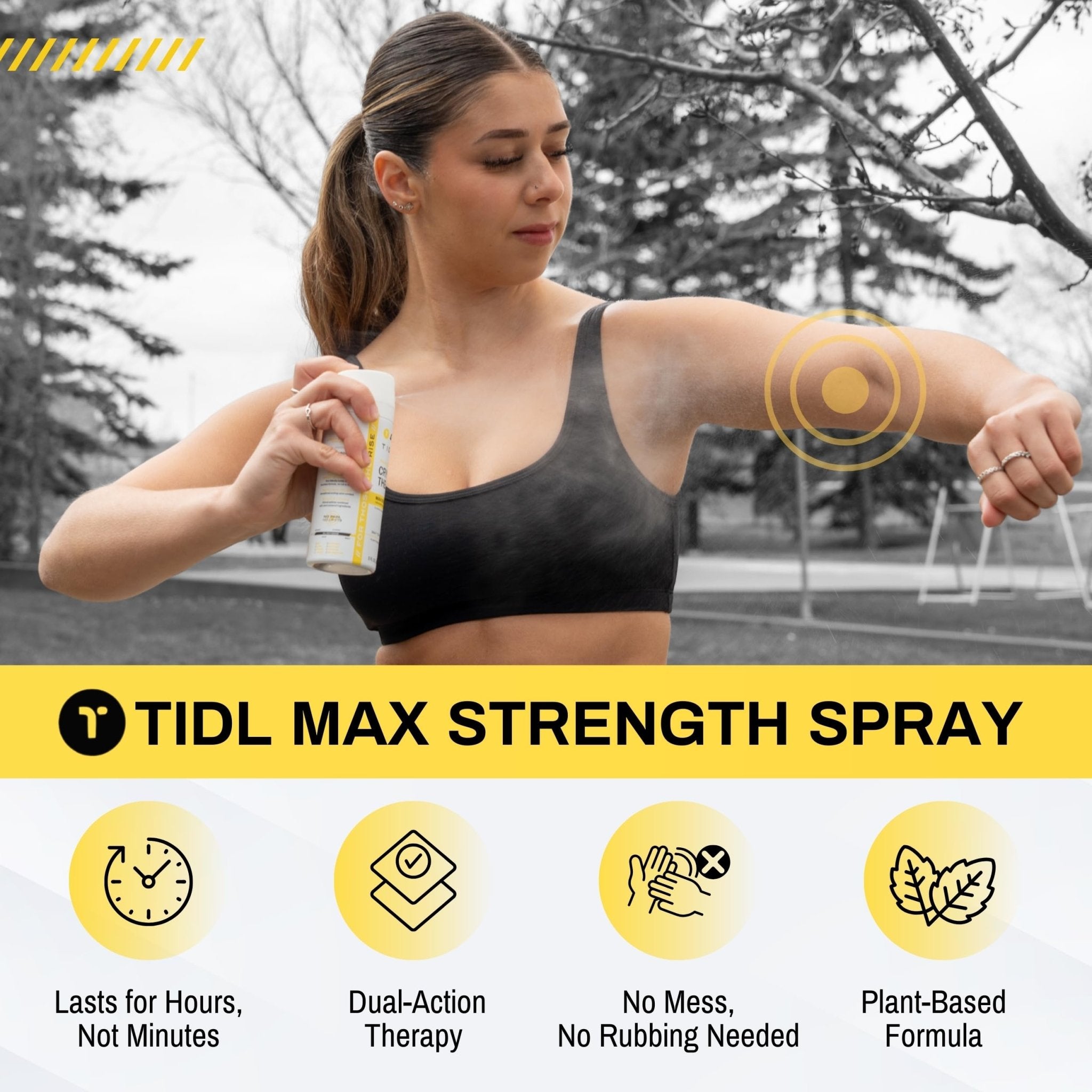 TIDL Cryotherapy Pain Relief Spray, 3 Oz (Pack of 2) Max Strength for Fast-Acting Muscle, Joint & Neck Pain Relief, Plant-Based Menthol & Camphor Pain Reliever, Quick Drying Formula - TrustMedUSA