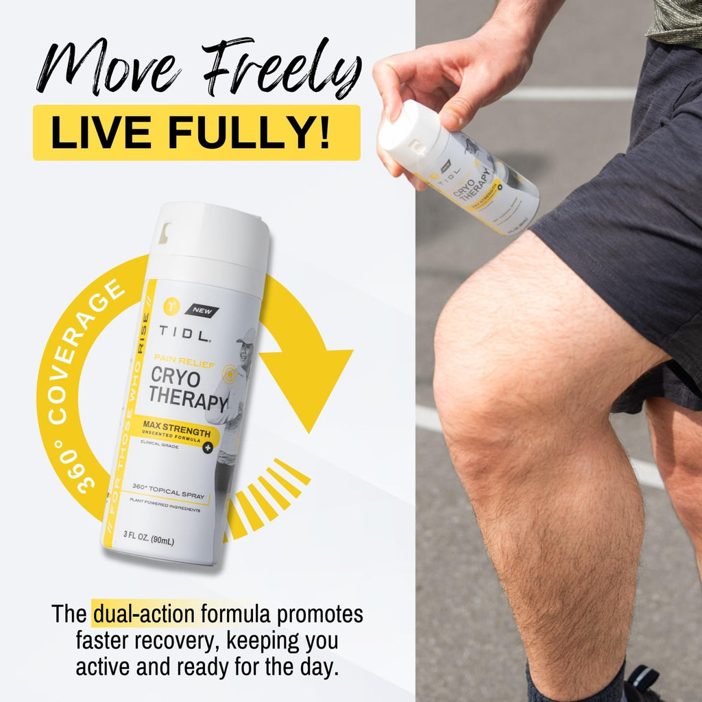 TIDL Cryotherapy Pain Relief Spray, 3 Oz (Pack of 2) Max Strength for Fast-Acting Muscle, Joint & Neck Pain Relief, Plant-Based Menthol & Camphor Pain Reliever, Quick Drying Formula - TrustMedUSA