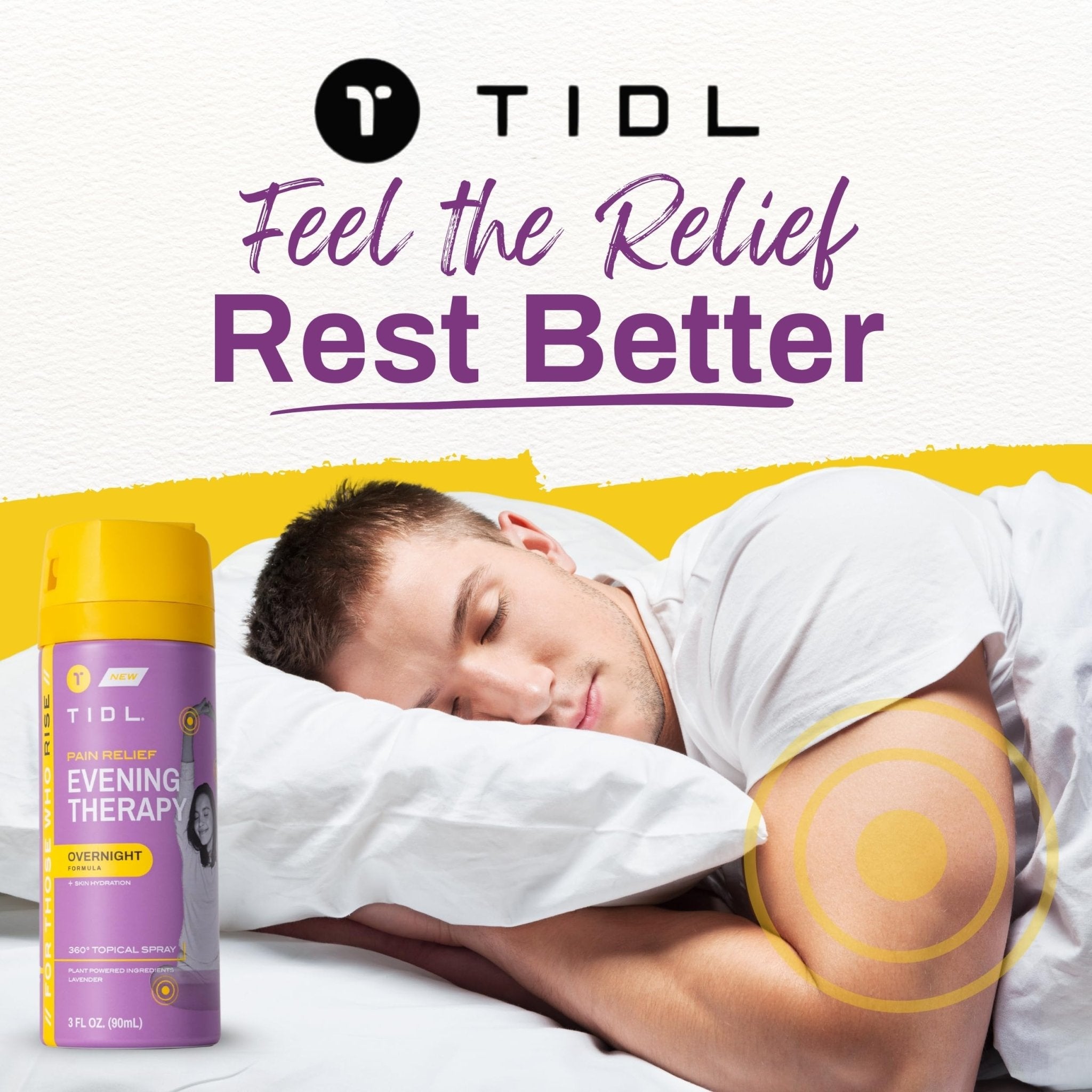 TIDL - Evening Therapy Pain Relief Spray - Fast-Acting Relief for Lower Back, Knee, Muscle & Joint Pain - Nighttime Relaxation & Skin Hydration - Lavender, Topical, Plant-Based Menthol (3oz, 1-Pack) - TrustMedUSA