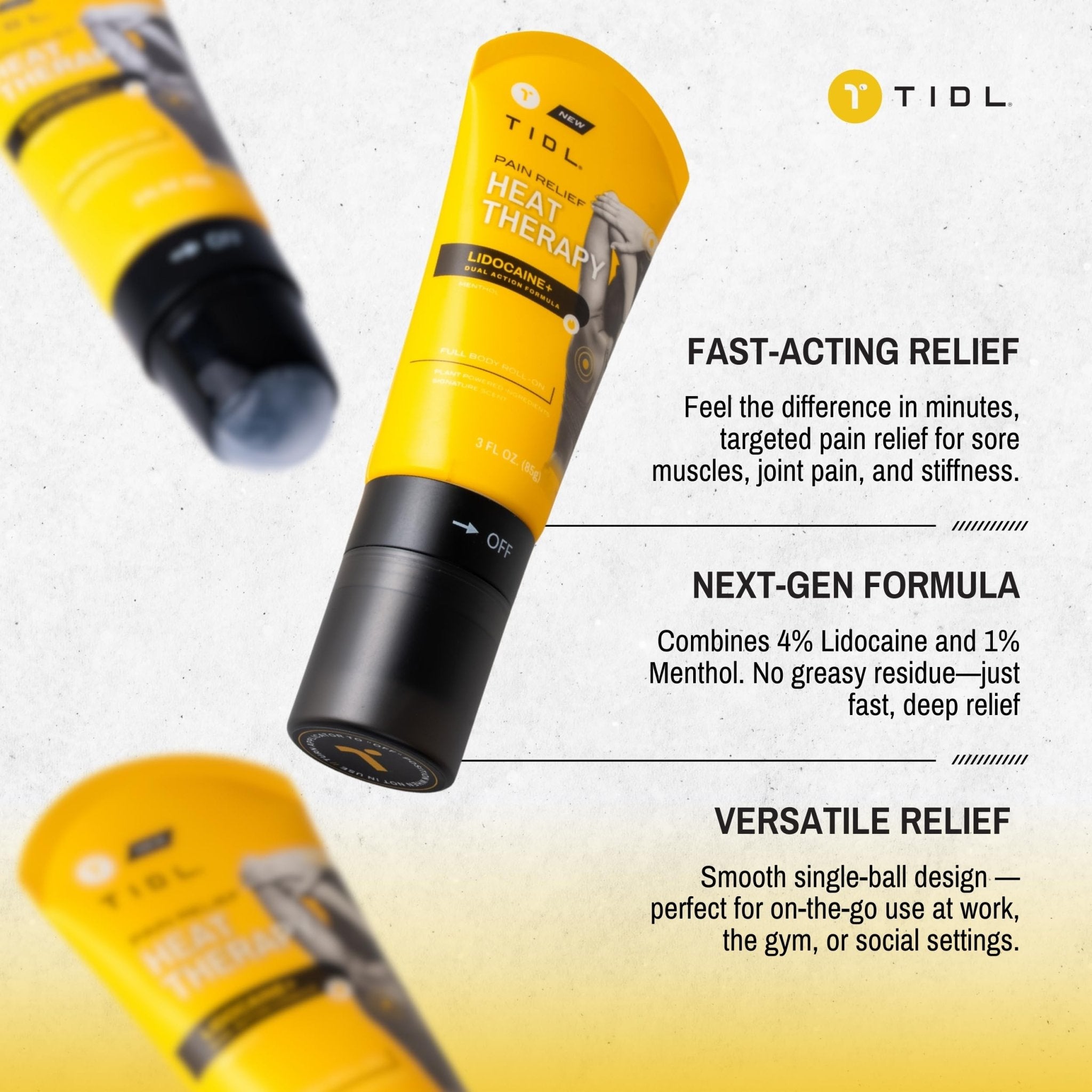 TIDL - Pain Relief Roll On - Fast-Acting Relief on Lower Back, Knee, Neck, Joint & Nerve Pain - Works for Post Workout, Sport & Muscle Recovery - Cooling, Topical, Lidocaine, Menthol (3oz, 1-Pack) - TrustMedUSA