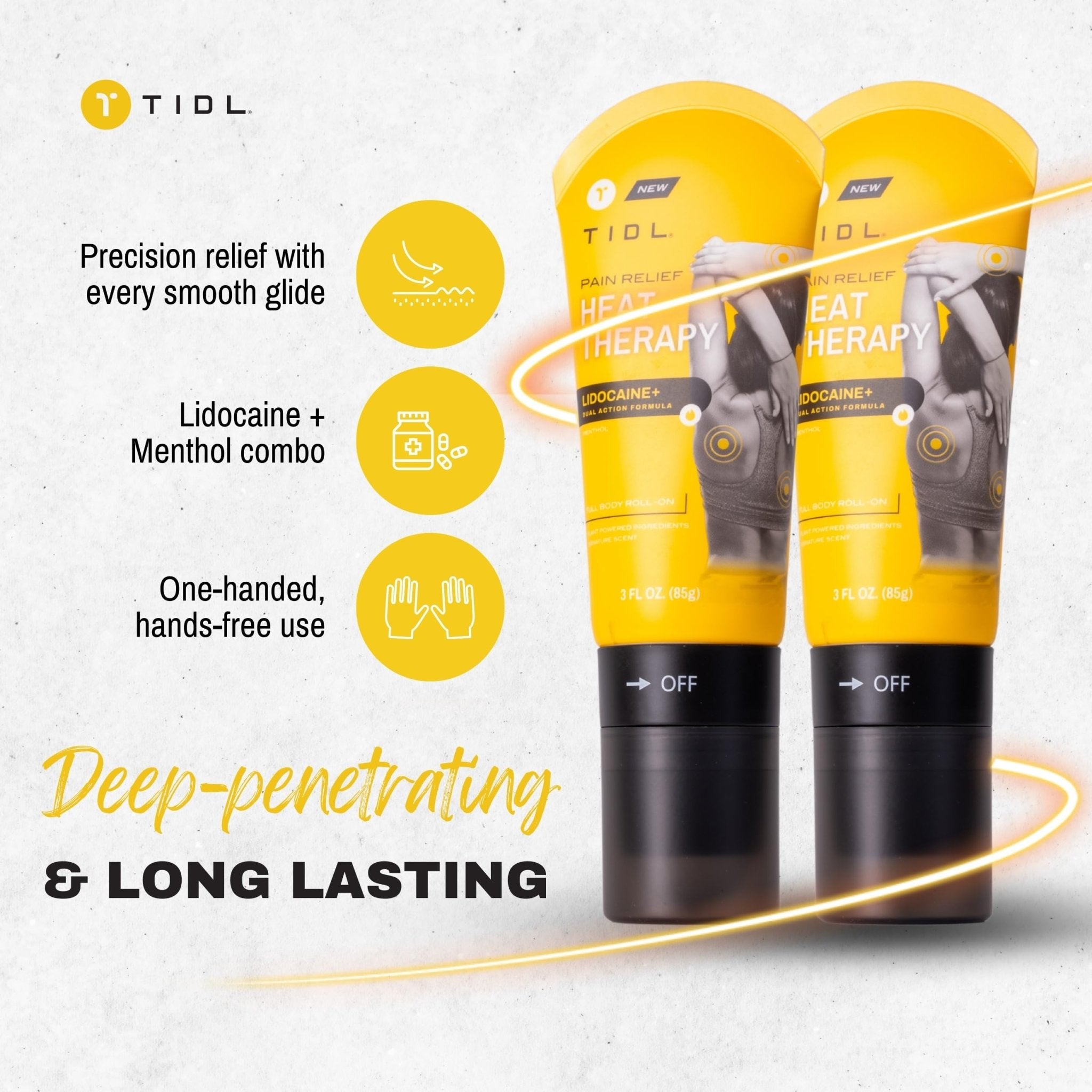 TIDL - Pain Relief Roll On - Fast-Acting Relief on Lower Back, Knee, Neck, Joint & Nerve Pain - Works for Post Workout, Sport & Muscle Recovery - Cooling, Topical, Lidocaine, Menthol (3oz, 1-Pack) - TrustMedUSA