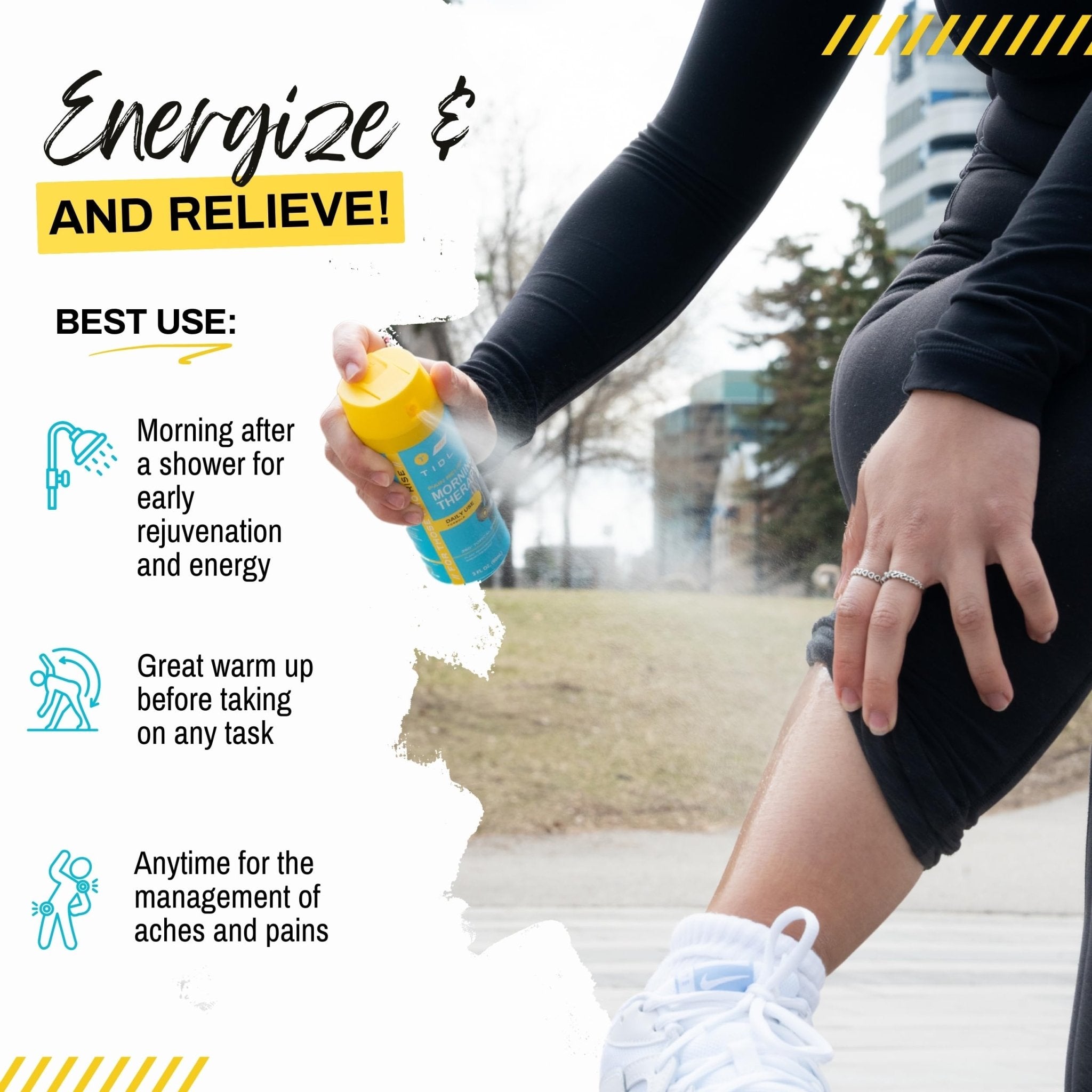 TIDL Pain Relief Spray, 3 Oz, Refreshing Morning Therapy for Muscle, Joint & Neck Pain Relief, Energizing, Plant-Based Menthol & Camphor Pain Reliever, Quick Drying Formula - TrustMedUSA