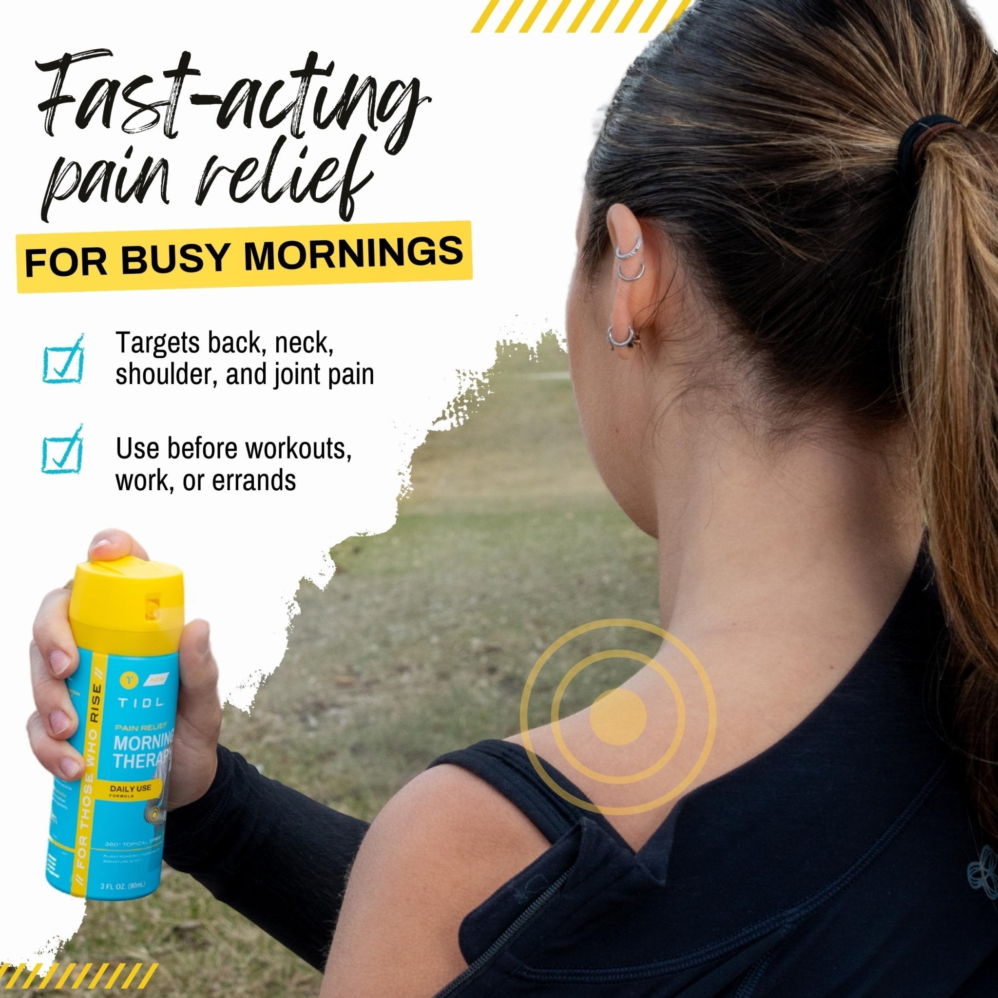 TIDL Pain Relief Spray, 3 Oz, Refreshing Morning Therapy for Muscle, Joint & Neck Pain Relief, Energizing, Plant-Based Menthol & Camphor Pain Reliever, Quick Drying Formula - TrustMedUSA