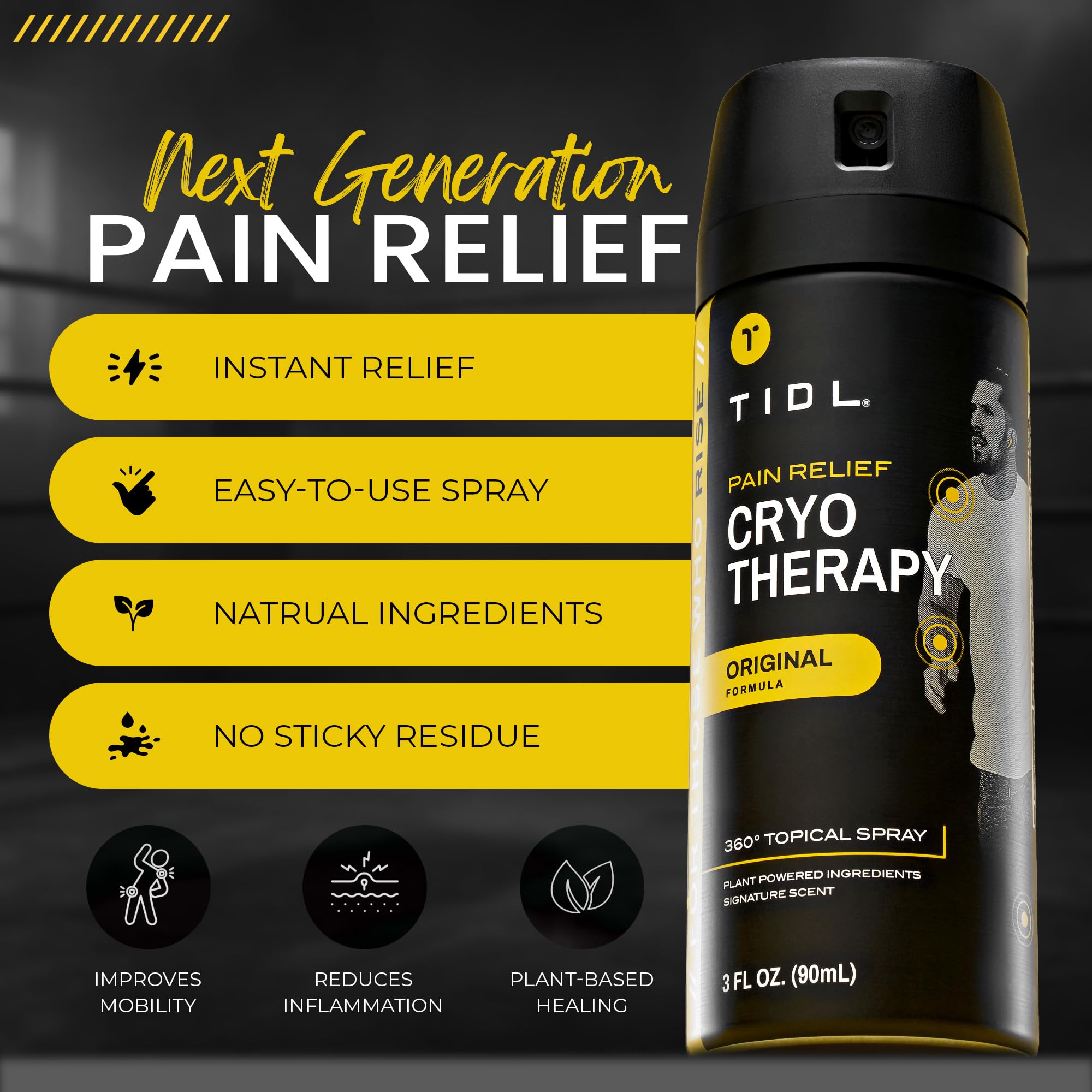 TIDL Pain Relief Spray Bundle – Morning, Cryotherapy & Evening Therapy – 3 x 3oz Sprays for Muscle, Joint, Neck, Back & Knee Pain Relief – Plant-Based Menthol Day & Night Care - TrustMedUSA