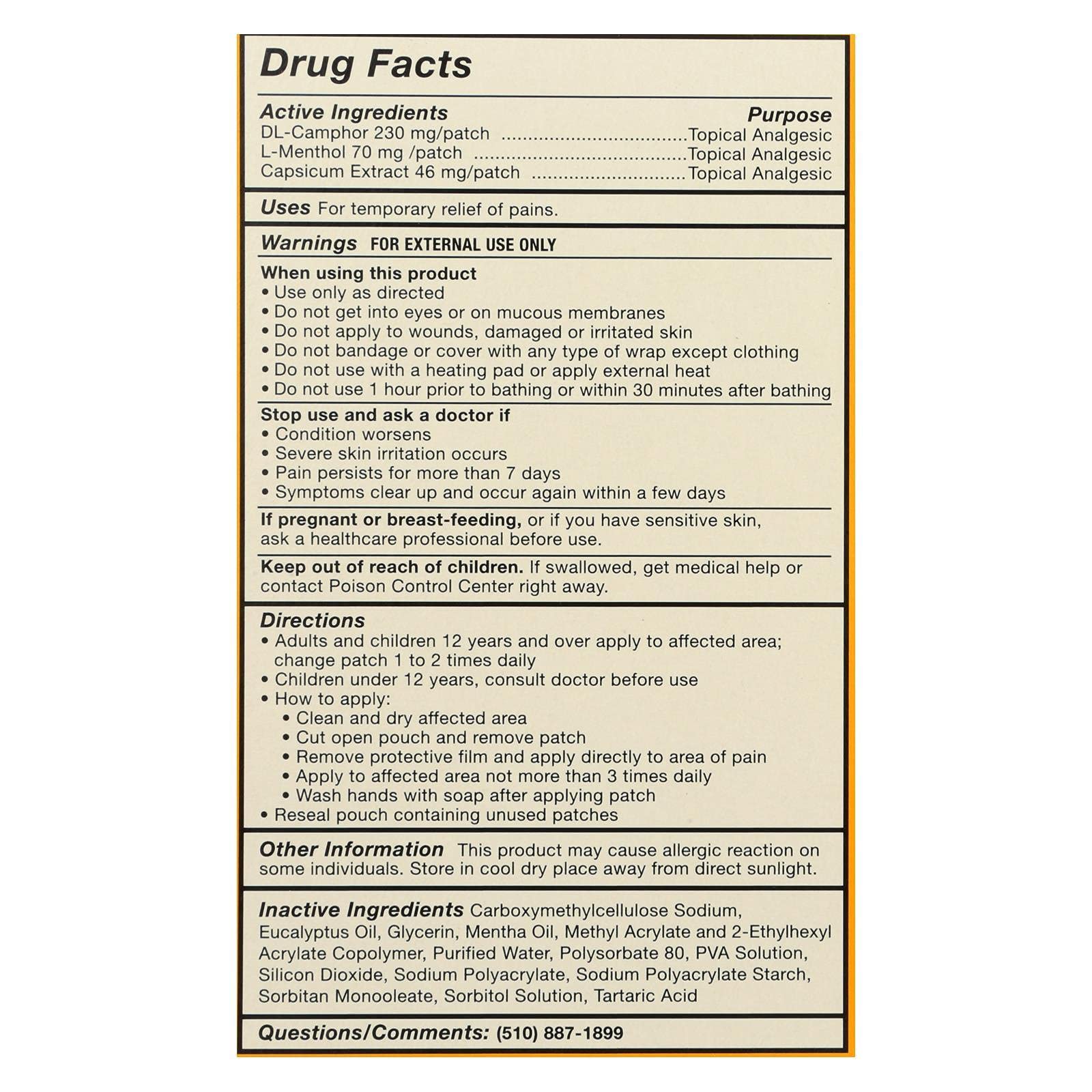 Tiger Balm Pain Relieving Patch Large, 4 Count (Pack of 6) - TrustMedUSA