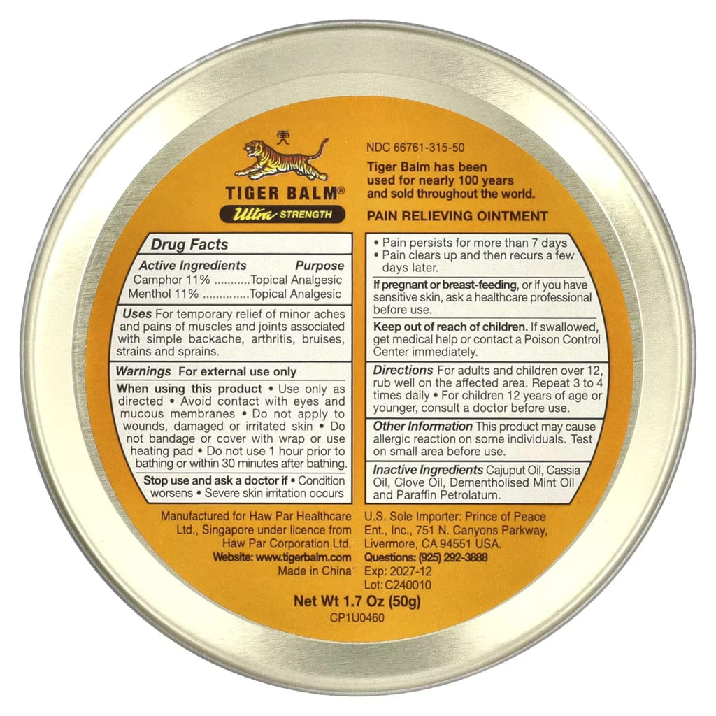 Tiger Balm Sport Rub Pain Relieving Ointment, Ultra Strength 1.70 oz (Pack of 5) - TrustMedUSA