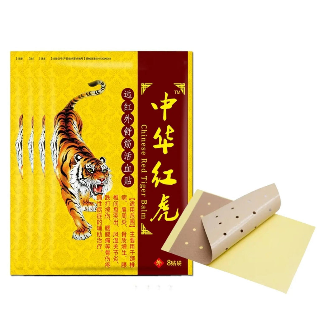 Tiger Patches Balm for Muscle & Joint Relief- Tiger Patch for Knee Neck, Back- 32 Pcs (4 Packs of 8) - Easy to Use - TrustMedUSA