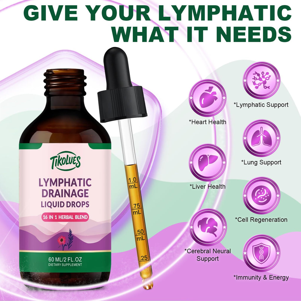 TIKOLUES Lymphatic Drainage Drops | Organic Lymphatic Cleanse Immune Support Supplement | Lymphatic Support with Echinacea & Elderberry | Herbal Blend | Non-GMO | 2 Fl Oz - Maple Wellness Supplements