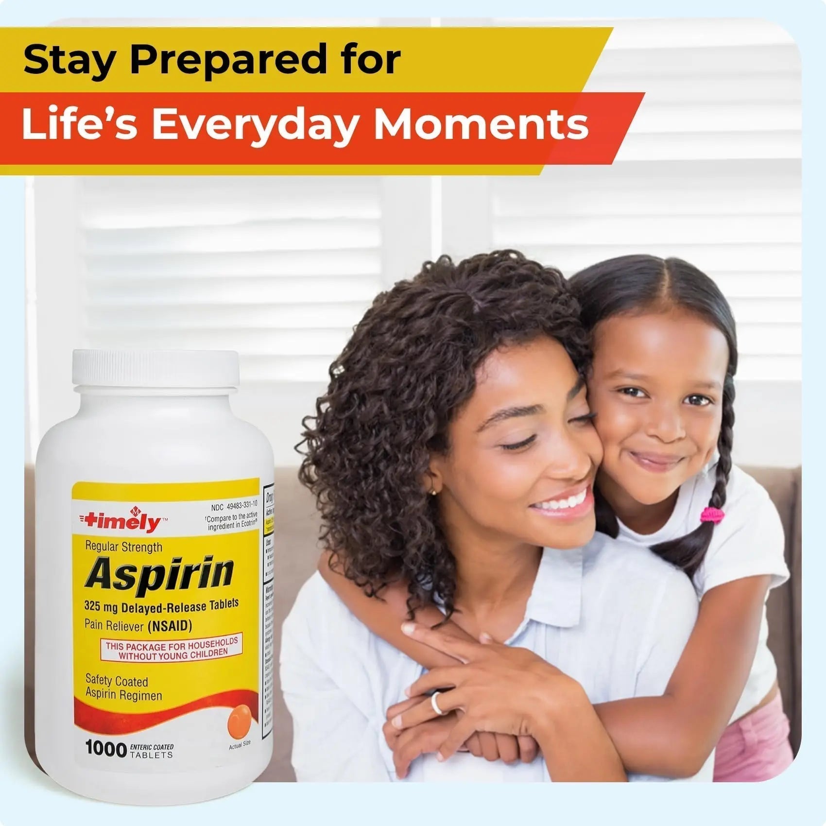 TIME-Cap Labs 1000 Regular Strength Aspirin 325mg – Delayed Release Enteric Coated Tablets for Minor Aches and Pains, NSAID Pain Reliever & Fever Reducer for Adults and Children 12 Years and Older - TrustMedUSA