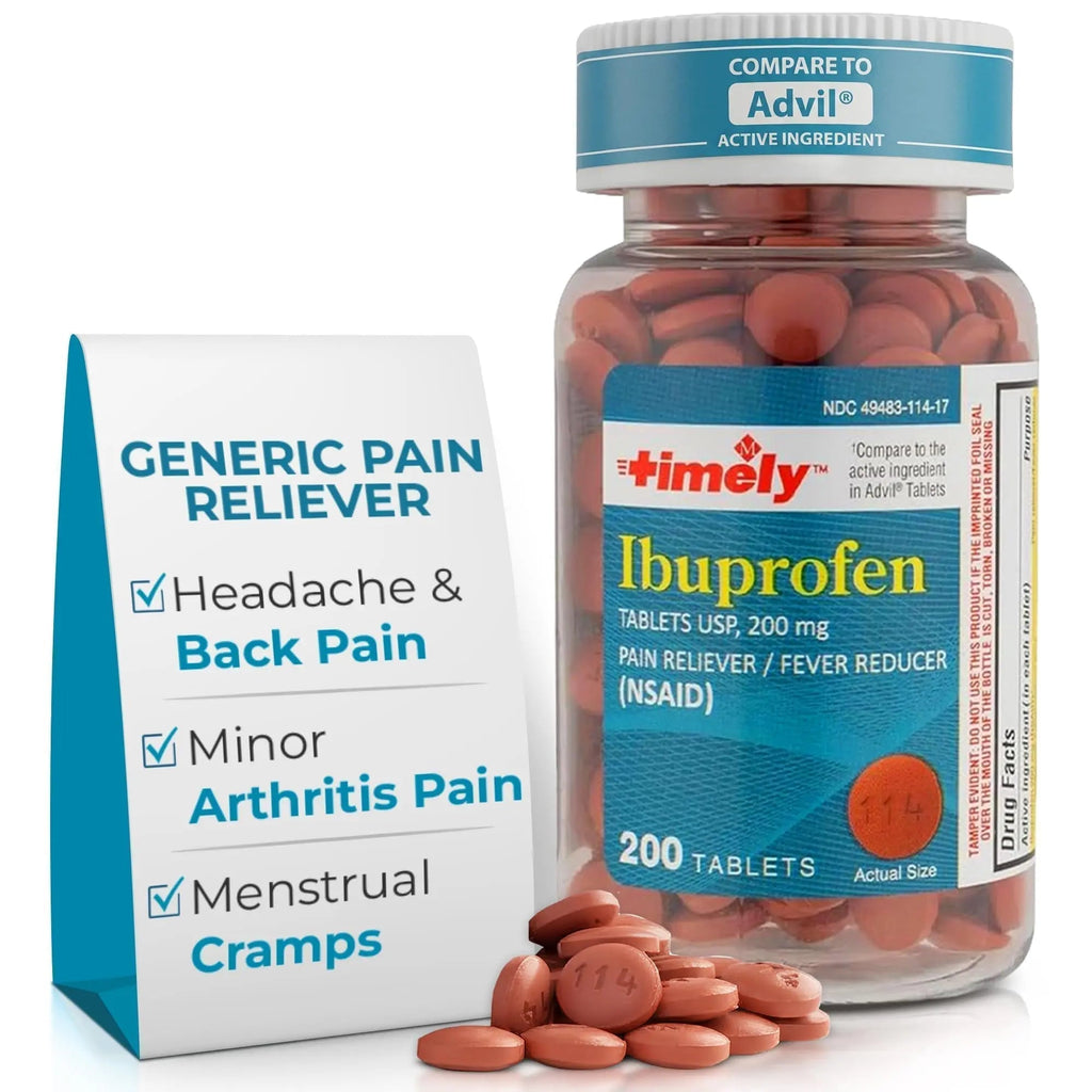 TIME-Cap Labs 200 Tablets Ibuprofen 200mg Coated - Pain Reliever & Fever Reducer (NSAID) for Adults, Helps with Headache, Back Pain, Muscle Aches, Toothaches, Menstrual Cramps & Minor Arthritis Pain - TrustMedUSA