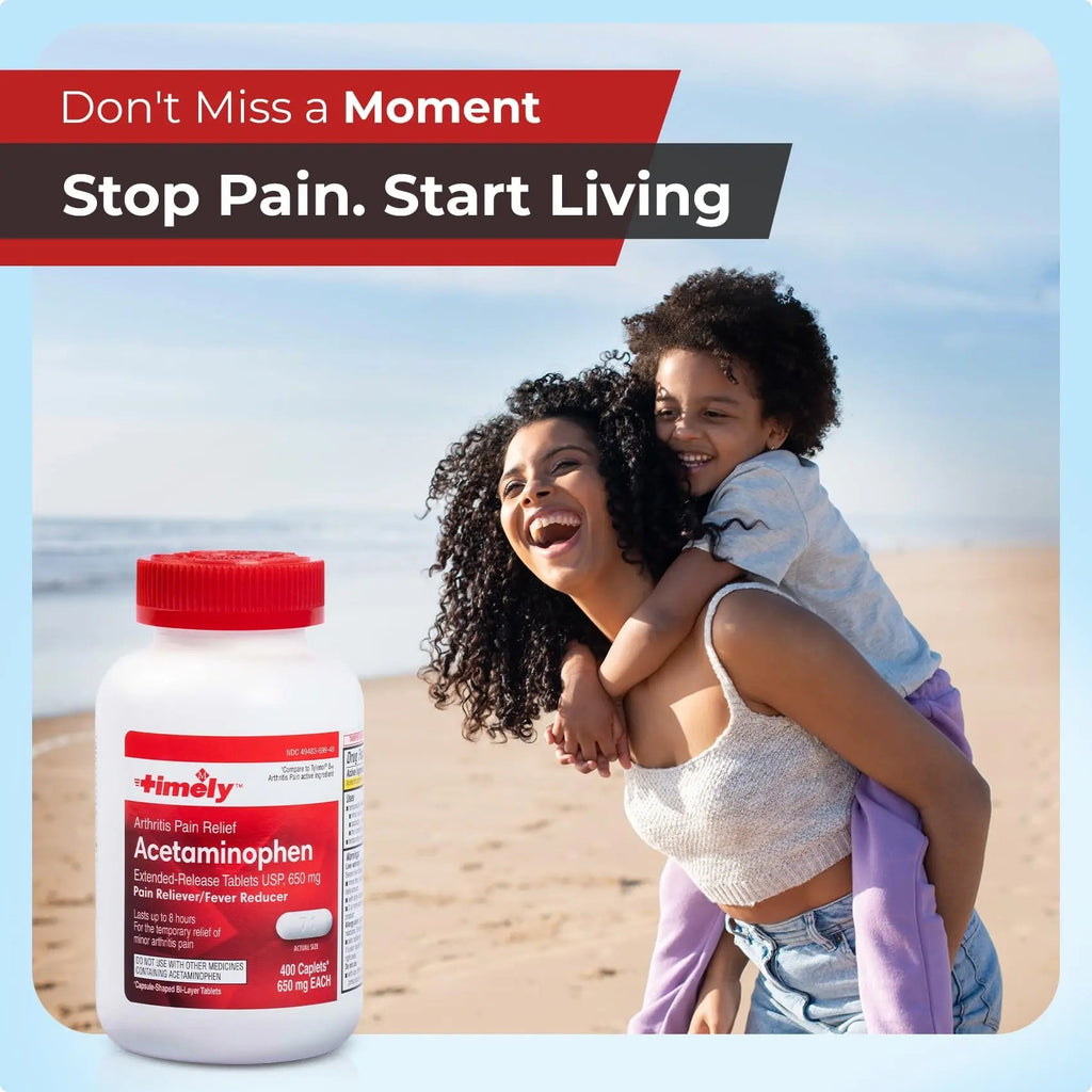 TIME-Cap Labs 400 Caplets Extended Release Acetaminophen 650mg - Pain Reliever & Fever Reducer for Adults, Helps with Headaches, Backaches, Muscle Pain, Toothaches, Arthritis & Menstrual Cramps - TrustMedUSA