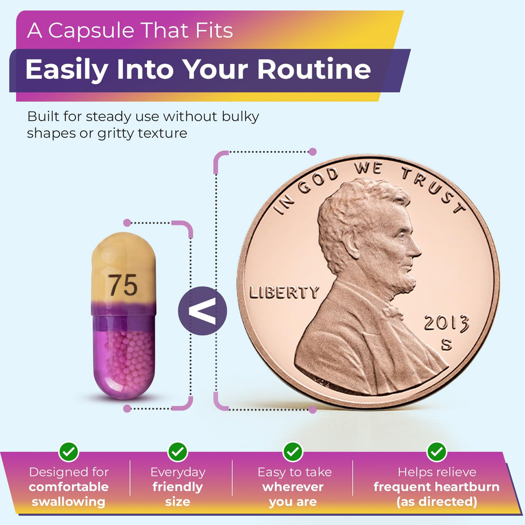 TIME-Cap Labs 42 Capsules Esomeprazole Magnesium 20mg Delayed Release - Acid Reducer & Frequent Heartburn Relief for Adults, Helps with Acid Reflux & Heartburn - Maple Wellness Supplements
