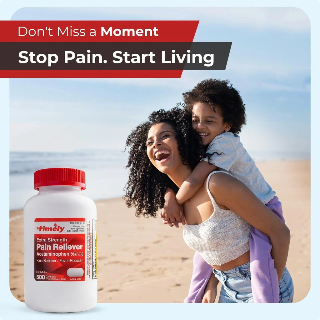 TIME-Cap Labs 500 Caplets Extra Strength Acetaminophen 500mg - Pain Reliever & Fever Reducer for Adults, Helps with Headaches, Backaches, Muscle Pain, Toothaches, Arthritis & Menstrual Cramps - TrustMedUSA